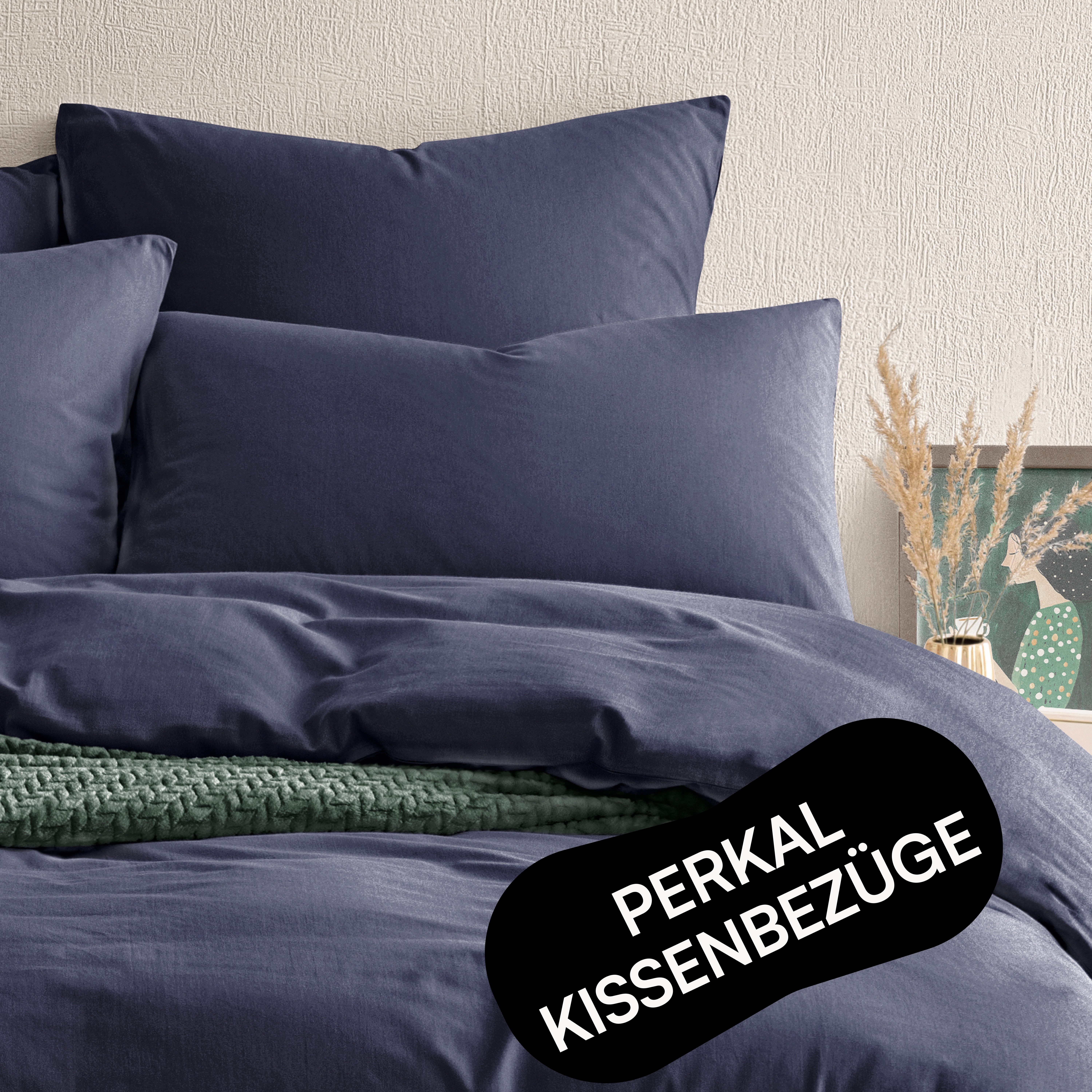 Seralino Kissenbezüge Perkal Kissenbezug (100% Baumwolle) weich angeraut, hautfreundlich, besonders weich & atmungsaktiv, BCI zertifiziert, mit Reißverschluss