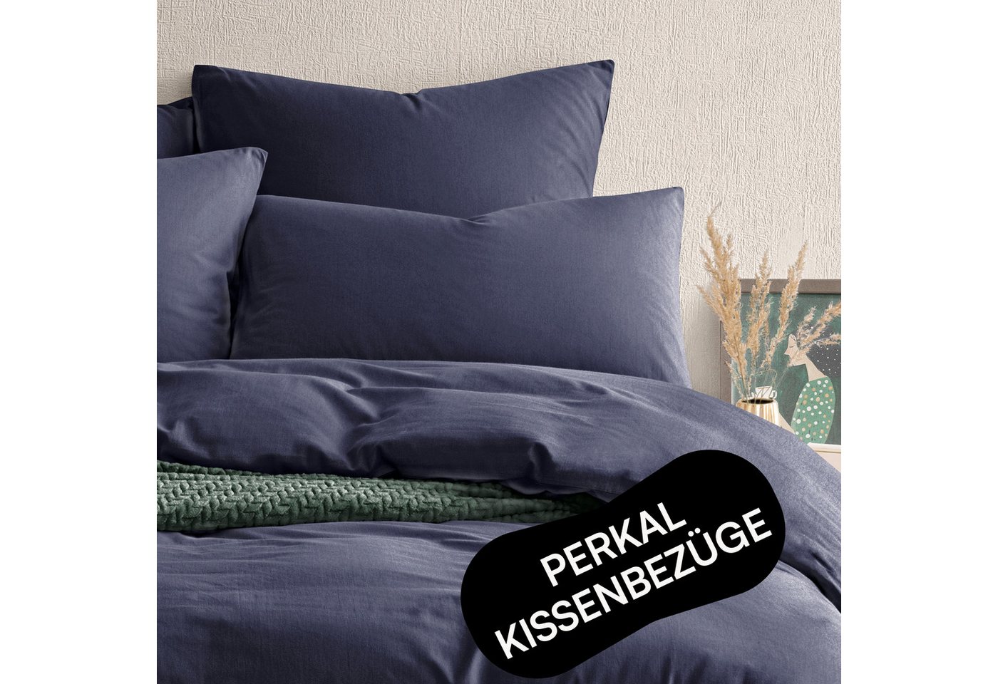 Seralino Kissenbezüge Perkal Kissenbezug (100% Baumwolle) weich angeraut, hautfreundlich, besonders weich & atmungsaktiv, BCI zertifiziert, mit Reißverschluss
