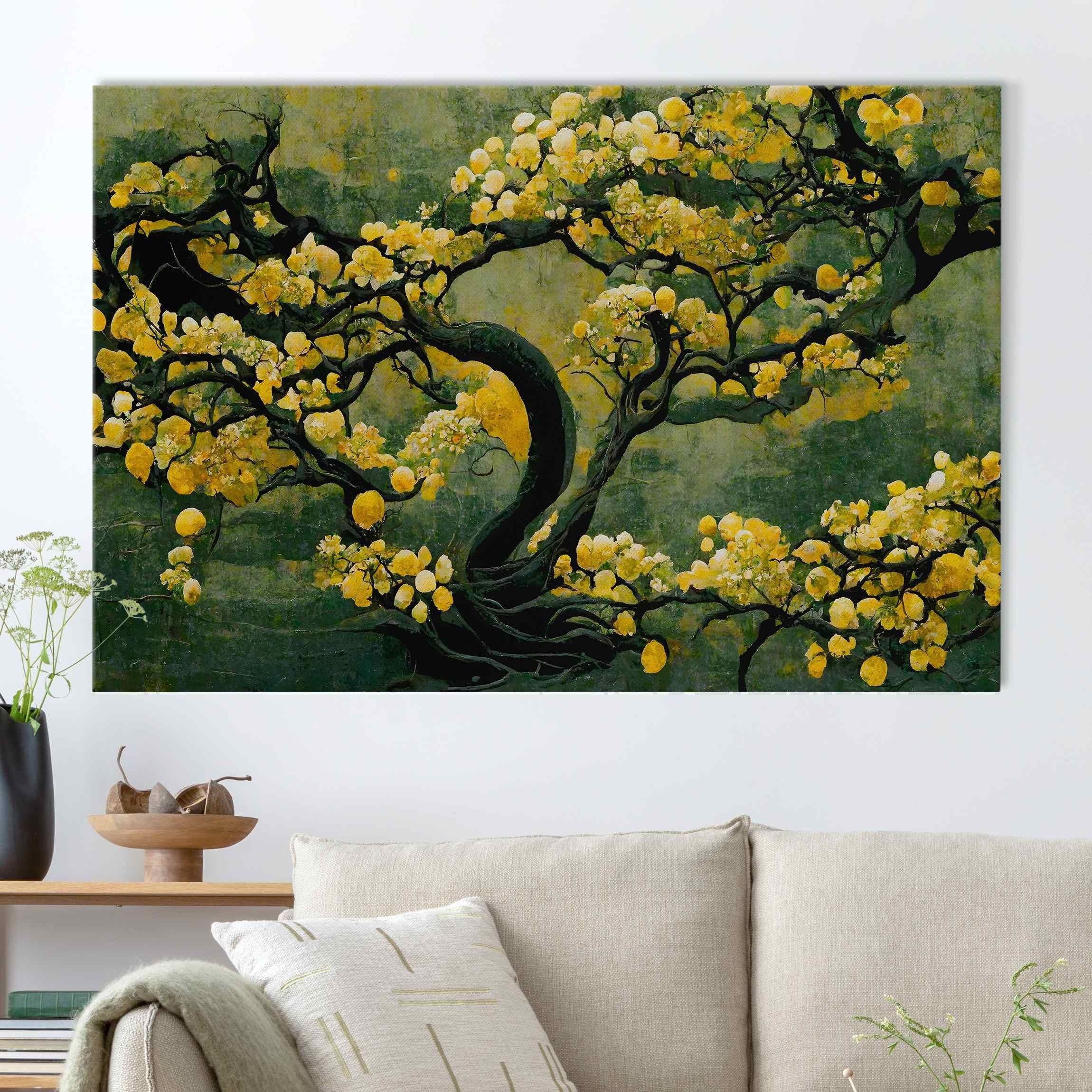 Bilderdepot24 Leinwandbild Akustikbild mit Schallabsorberkern grün mit Motiv Abstrakt, Abstrakt (Wandbild im Leinwandstil mit 4 cm Keilrahmen für bessere Raumakustik), reduziert störenden Nachhall & Echos in Wohnzimmer Schlafzimmer Küche