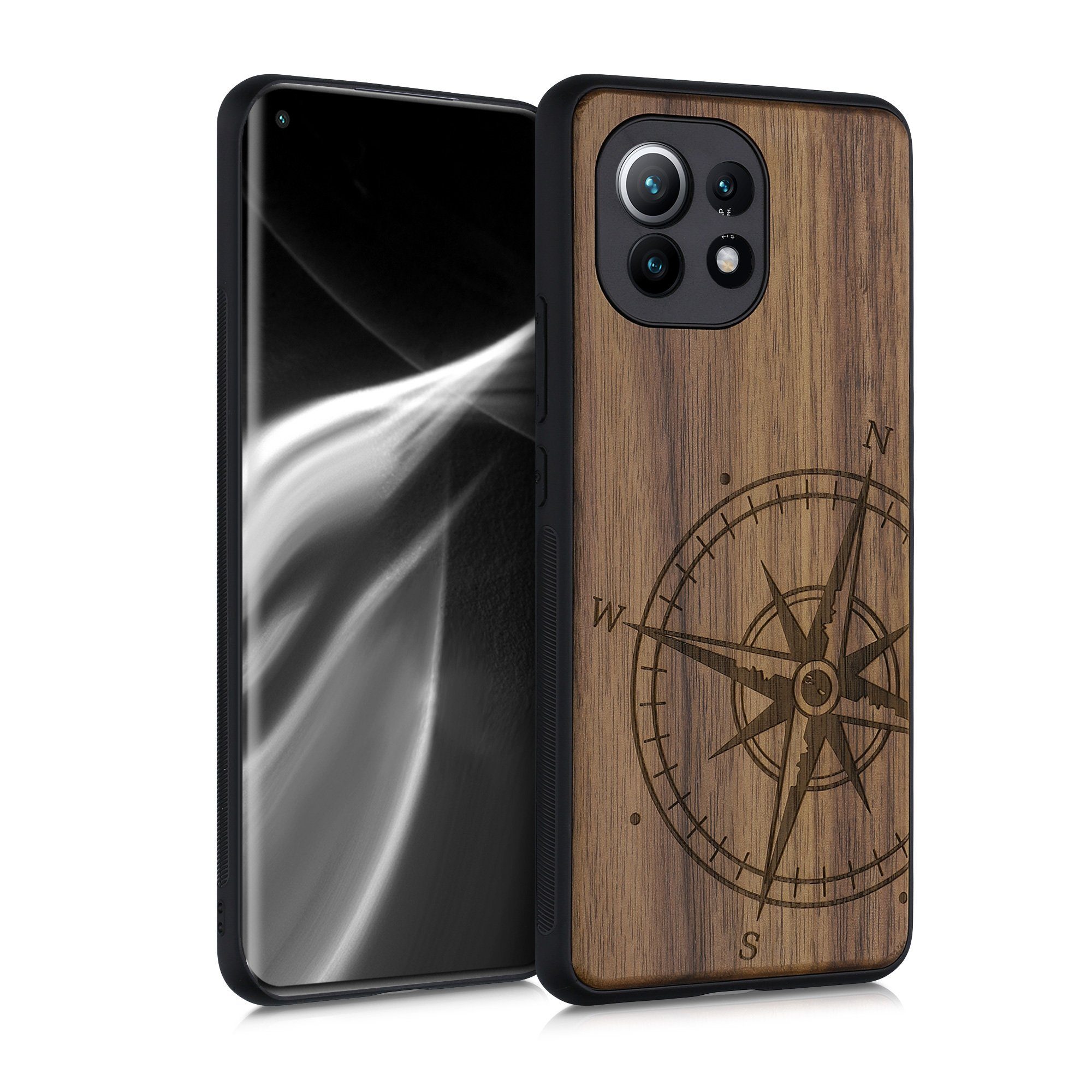 Handyhülle kwmobile Hülle kompatibel mit Xiaomi Mi 11 Hülle - Holz Case - Handy