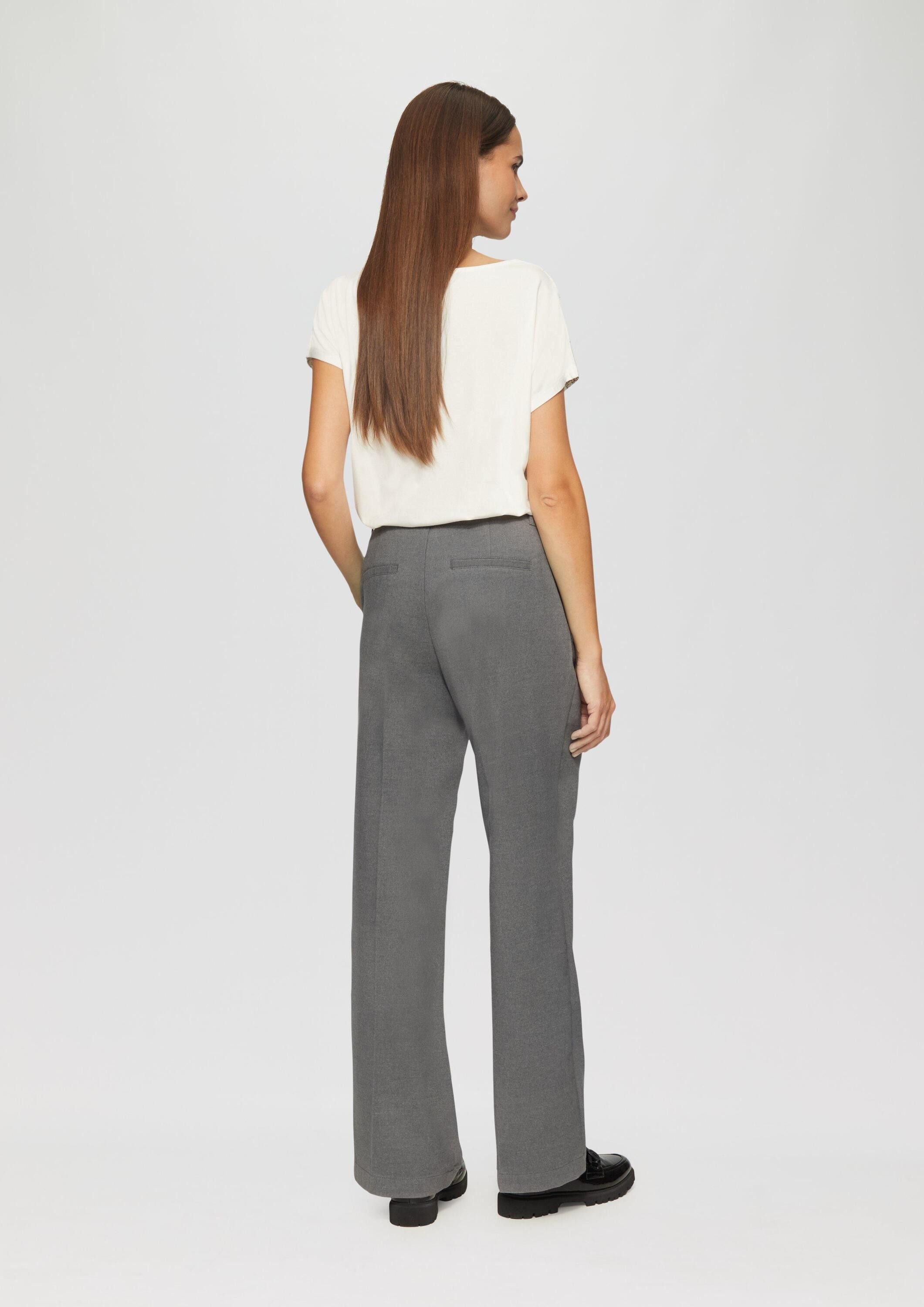 s.Oliver Chinos Hose Stoffhose mit Wide Leg und Bügelfalten