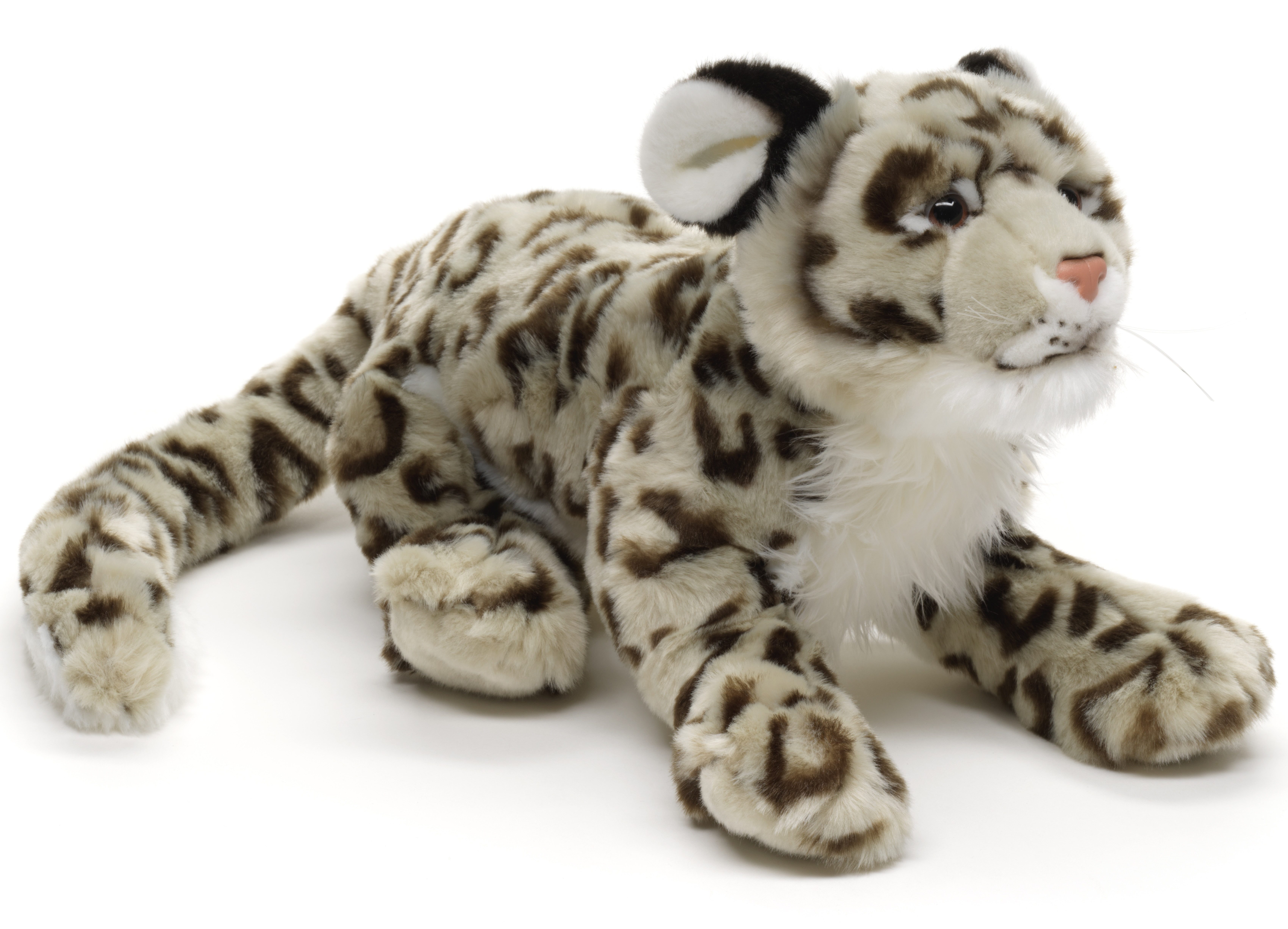 Uni-Toys Kuscheltier Schneeleopard - 82 cm (Länge) - Plüsch- Leopard - Plüschtier, zu 100 % recyceltes Füllmaterial