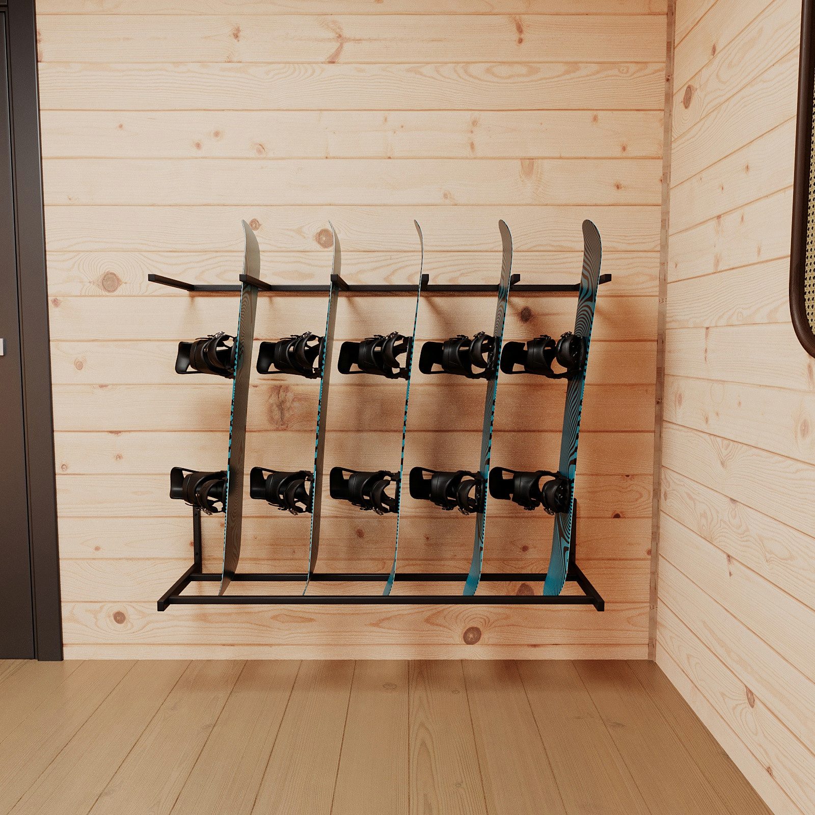 QLS Ski- und Snowboardträger für 5 Snowboards, Ständer Freistehend Lagerregal für Garage Snowboard-Verleih
