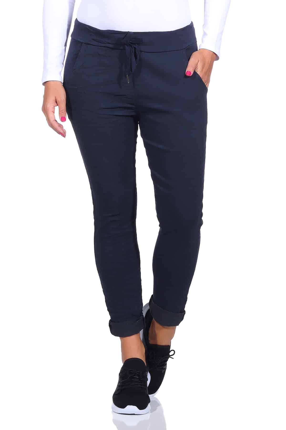 OriginalYou Schlupfhose Freizeithose für Damen angenehme Chinohose moderner Knitterlook, mit Kordelzug, mit elastischem Bund