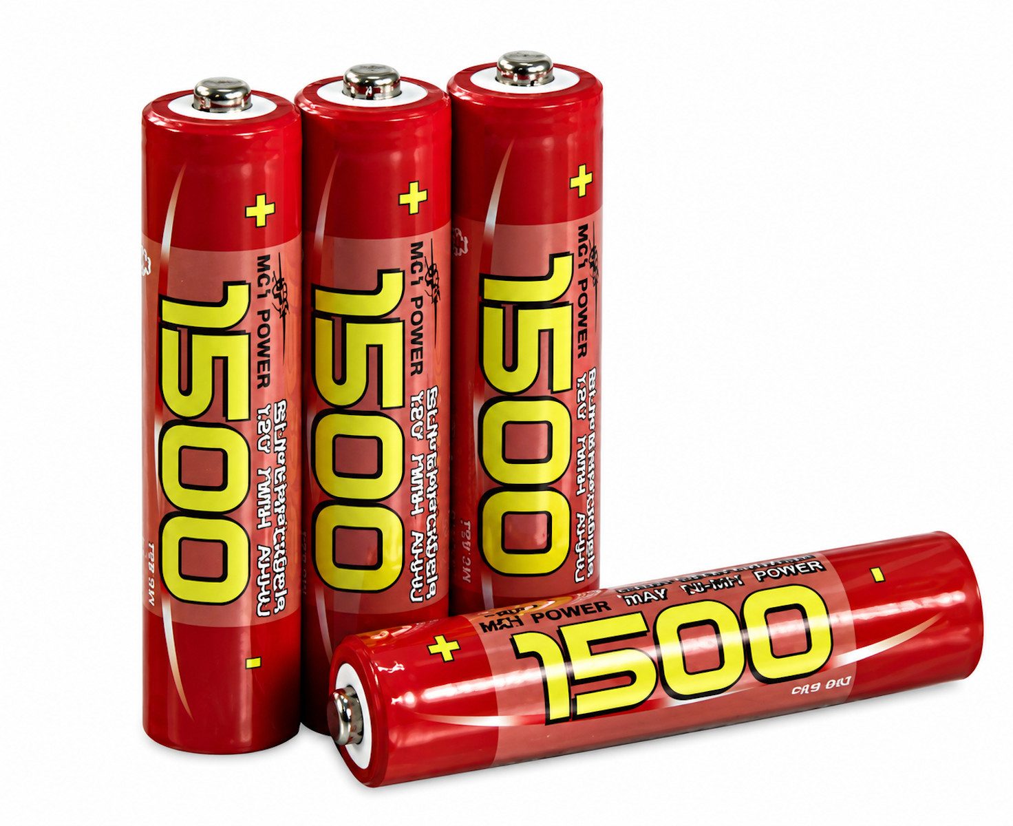 McPower Micro Akku AAA 1,2V 1500mAh NiMH 4er Pack Batterie Batterien Akku