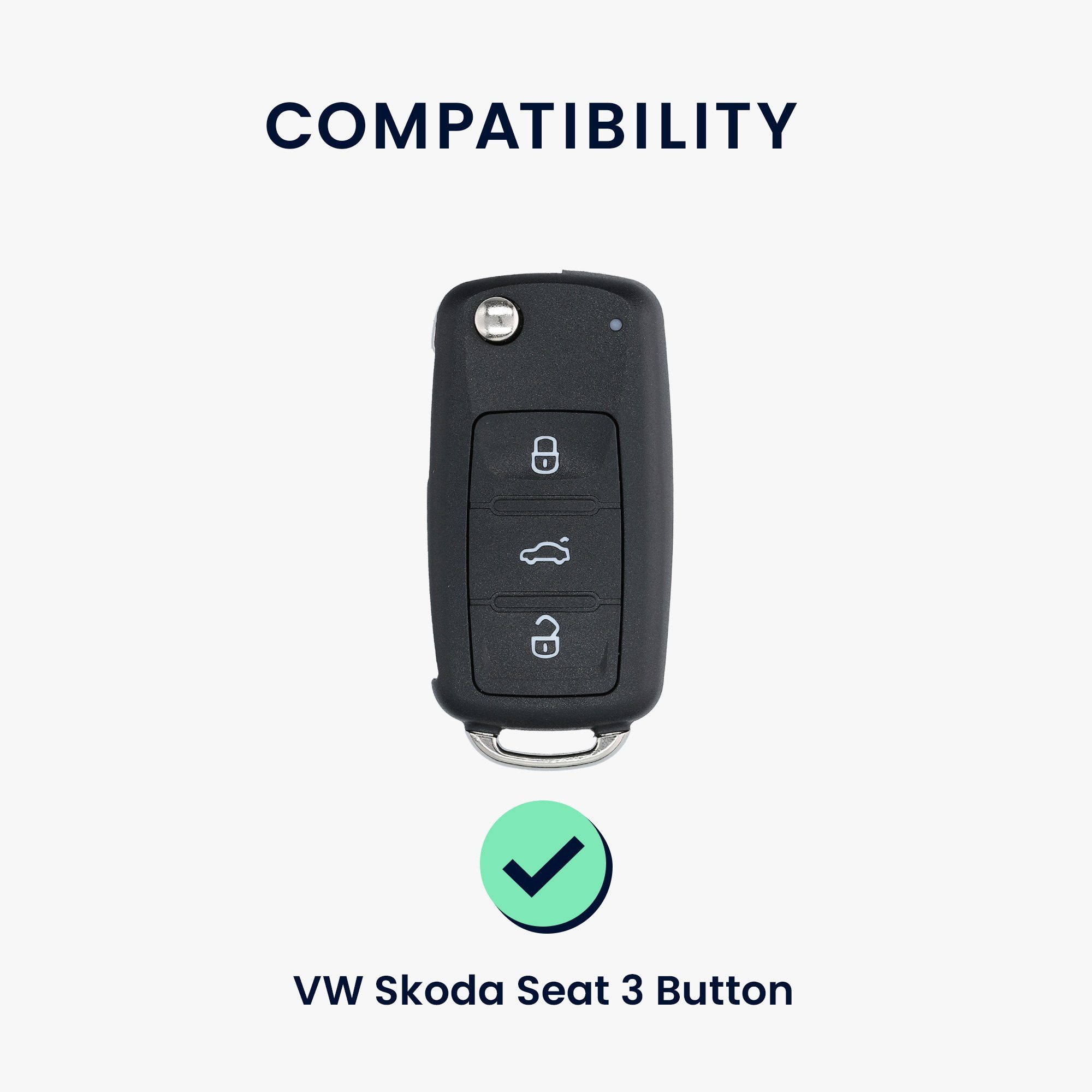 kwmobile Schlüsseltasche in für Schlüsselhülle Hülle Skoda Schlüssel VW Cover Kunstleder Grau Autoschlüssel Case Seat