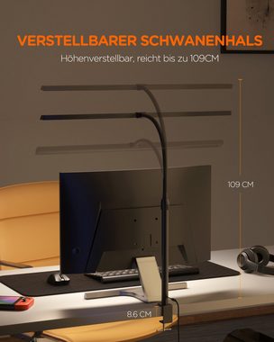 Tomons Klemmleuchten Schreibtischlampe klemmbar LED Dimmbar, Augenschutz Tageslichtlampe, LED fest integriert