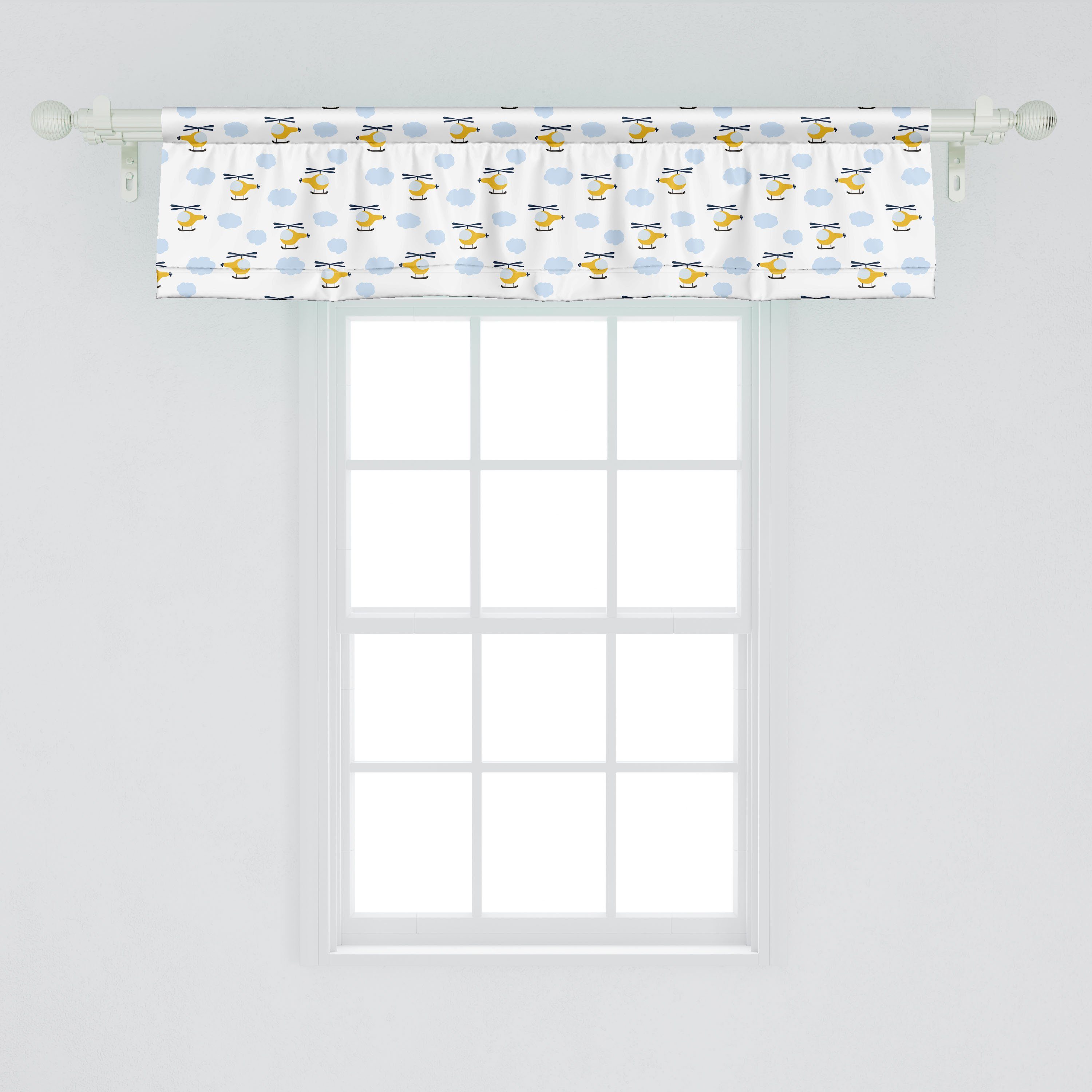 Scheibengardine Vorhang Volant für Kindergarten Dekor den Küche Microfaser, Wolken Abakuhaus, in mit Flugzeug Stangentasche, Schlafzimmer