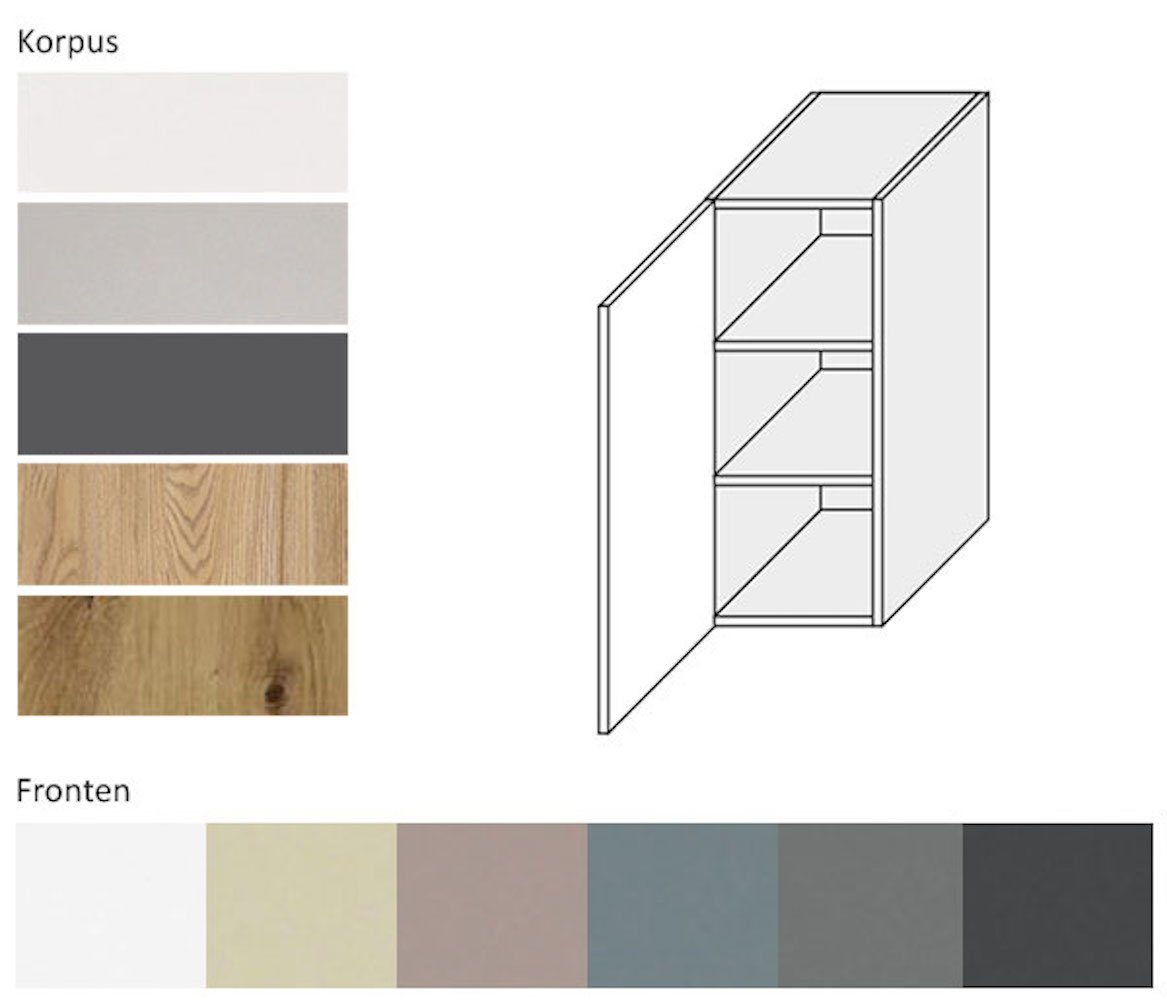 30cm Klapphängeschrank graphit matt Feldmann-Wohnen Front- Korpusfarbe 1-türig Kvantum und (Kvantum) wählbar