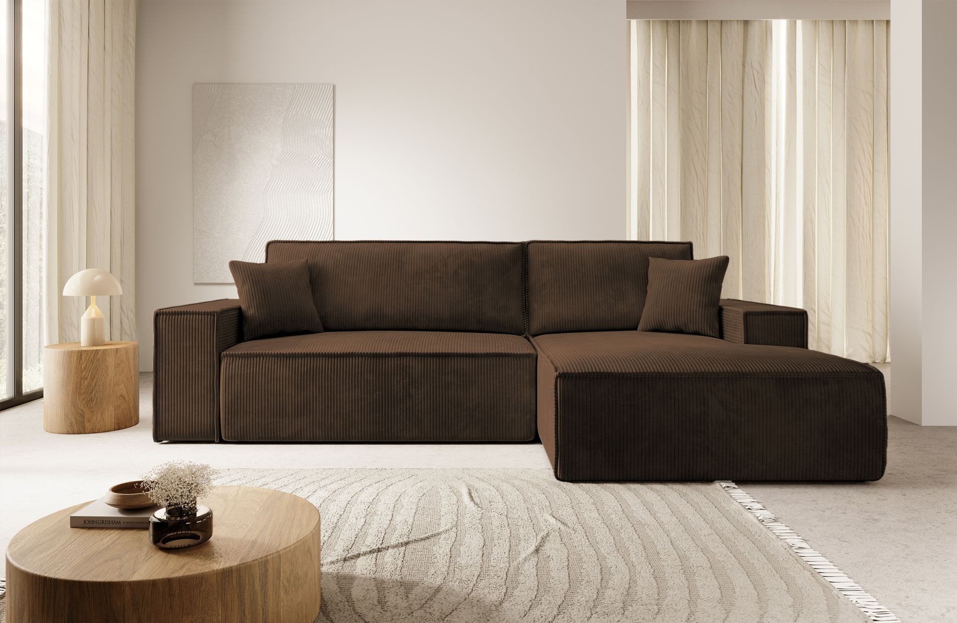 Selsey Ecksofa FARESE NEW, mit Schlaffunktion, Bettkasten und tierfreundlichem Cordbezug, 267 cm