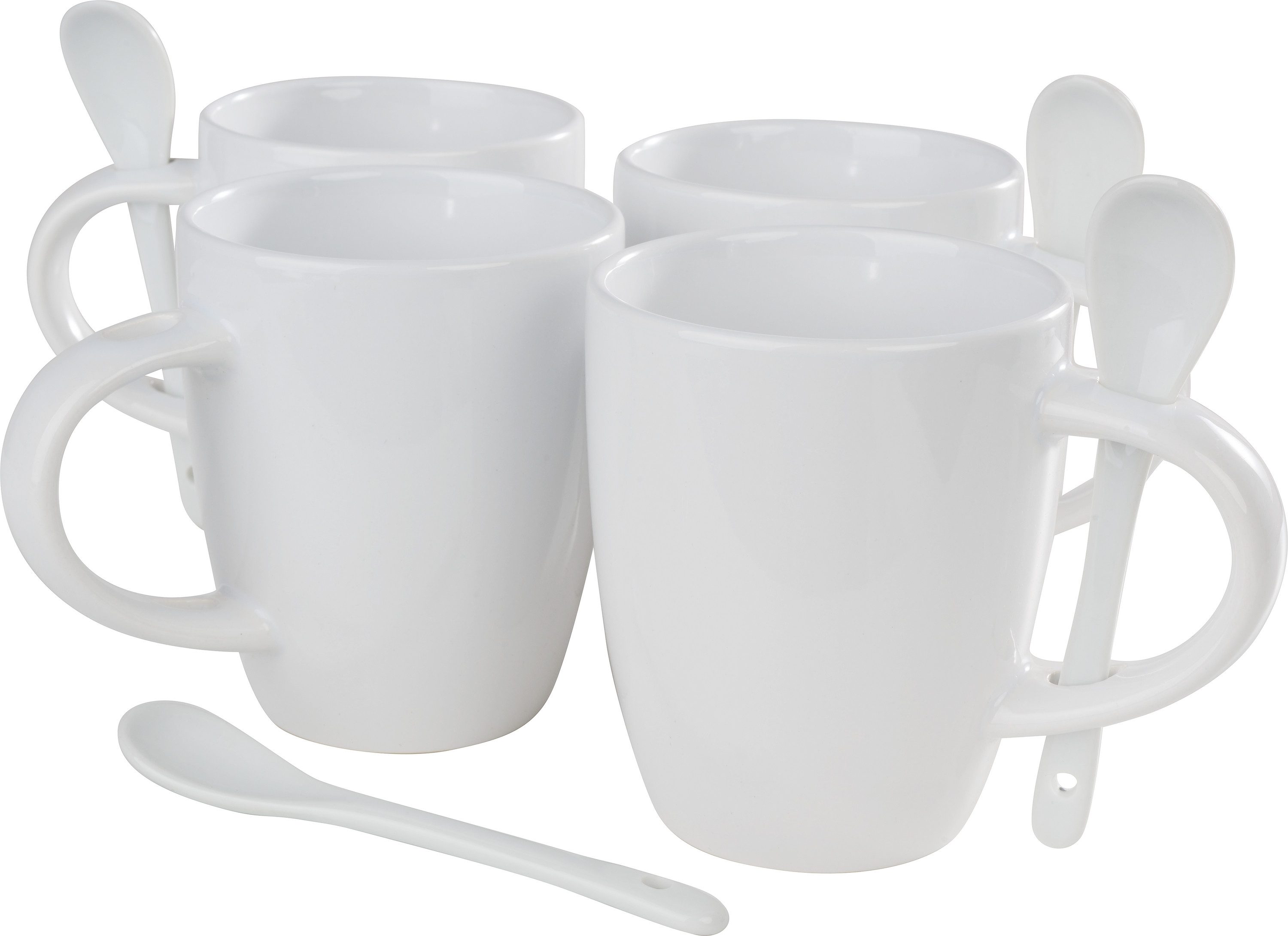 VBS Tasse ignore, Porzellan, mit Löffel ca. 300ml 4er-Pack