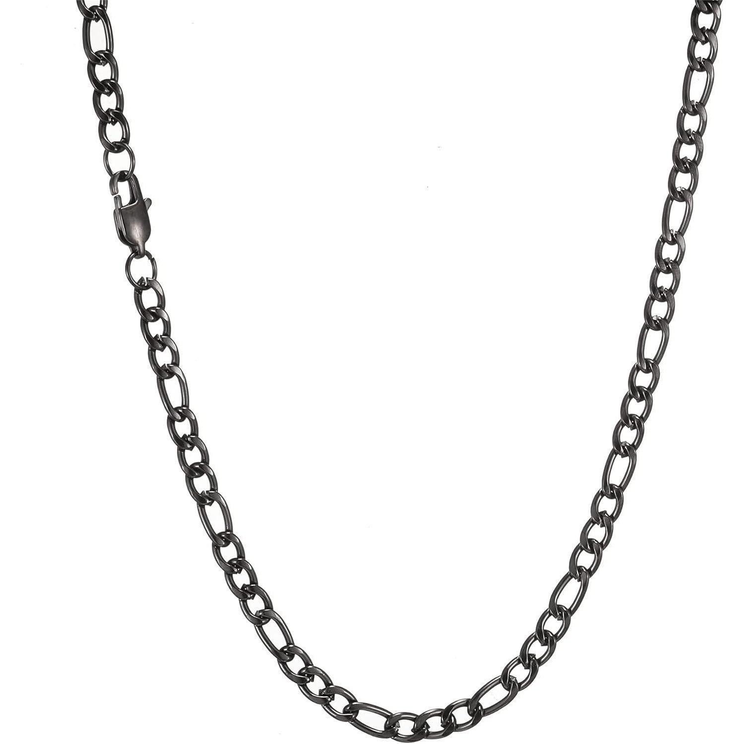 LuxusKollektion Panzerkette Halskette Panzerkette Herren Edelstahl Schwarz-5mm 46.0 Zentimeter