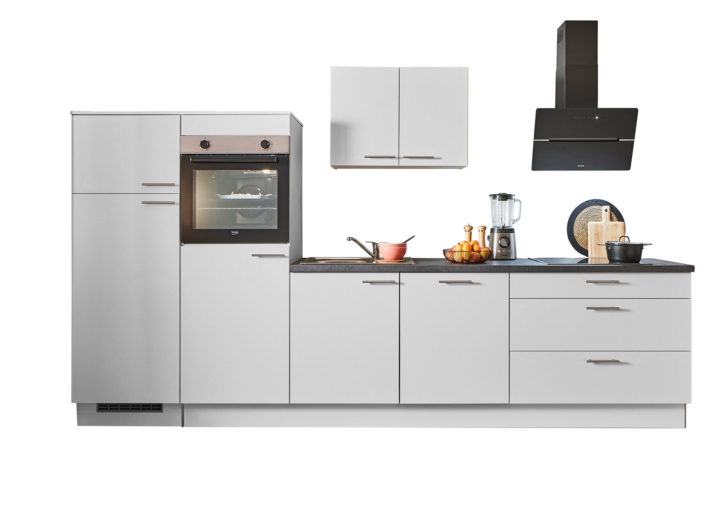 pino Кухниzeile Veas, individuell anpassbar, gratis Кухниplanung mit Profis, (Breite 310cm), vormontiert, wahlw. mit E-Geräten, Preis inkl. Lieferung