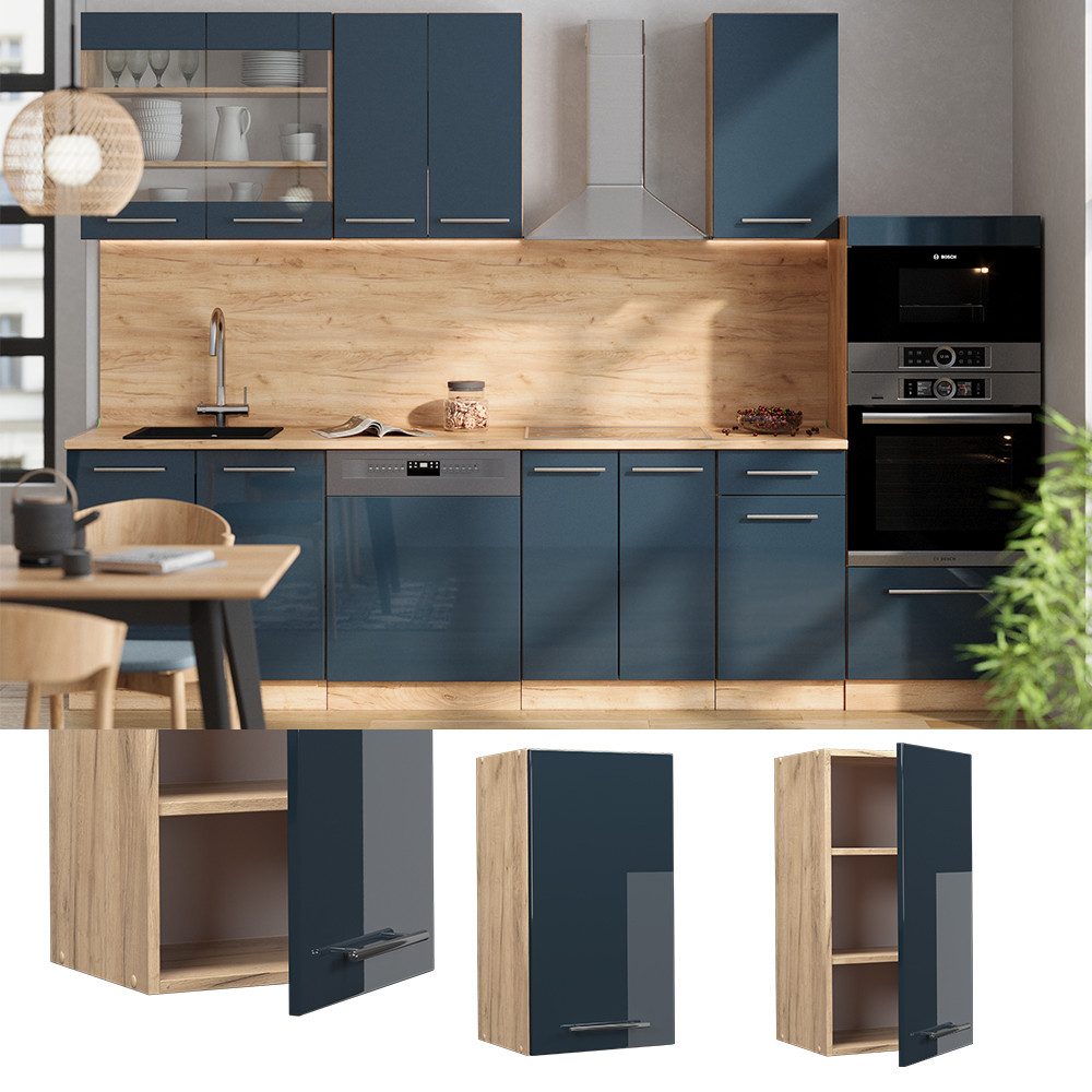 Vicco Hängeschrank Fame-Line, Dunkelblau Hochglanz/Goldkraft Eiche, günstig online kaufen