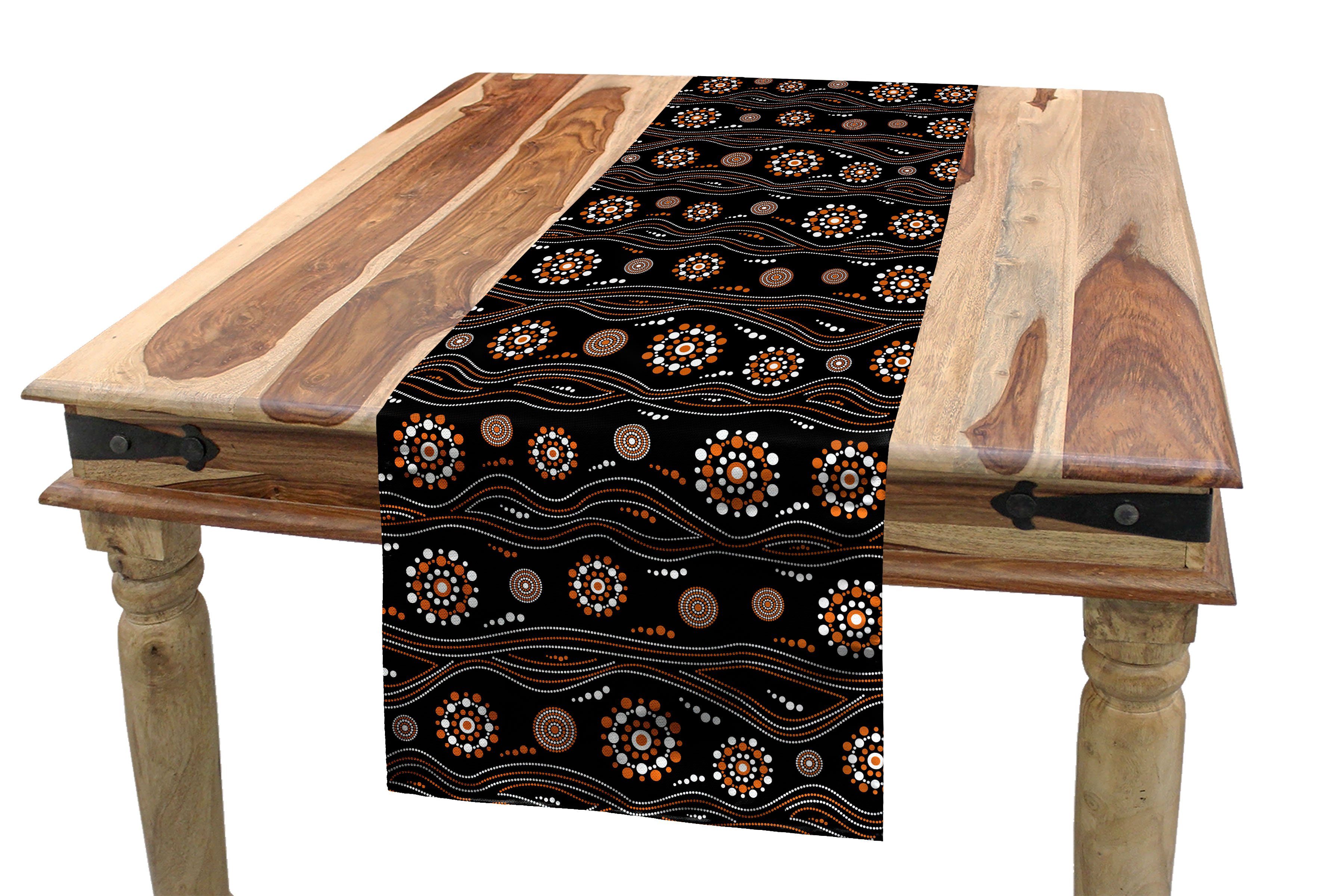 Rechteckiger Wellen und Abakuhaus Tischläufer Küche Dekorativer Tischläufer, Abstrakt Aboriginal Esszimmer Dots