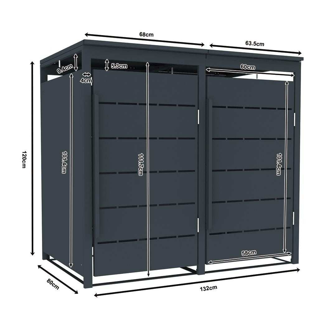 ESTEXO Mülltonnenbox Müllbox Mülltonnenverkleidung 2 Türen Anthrazit Soft-Close Box