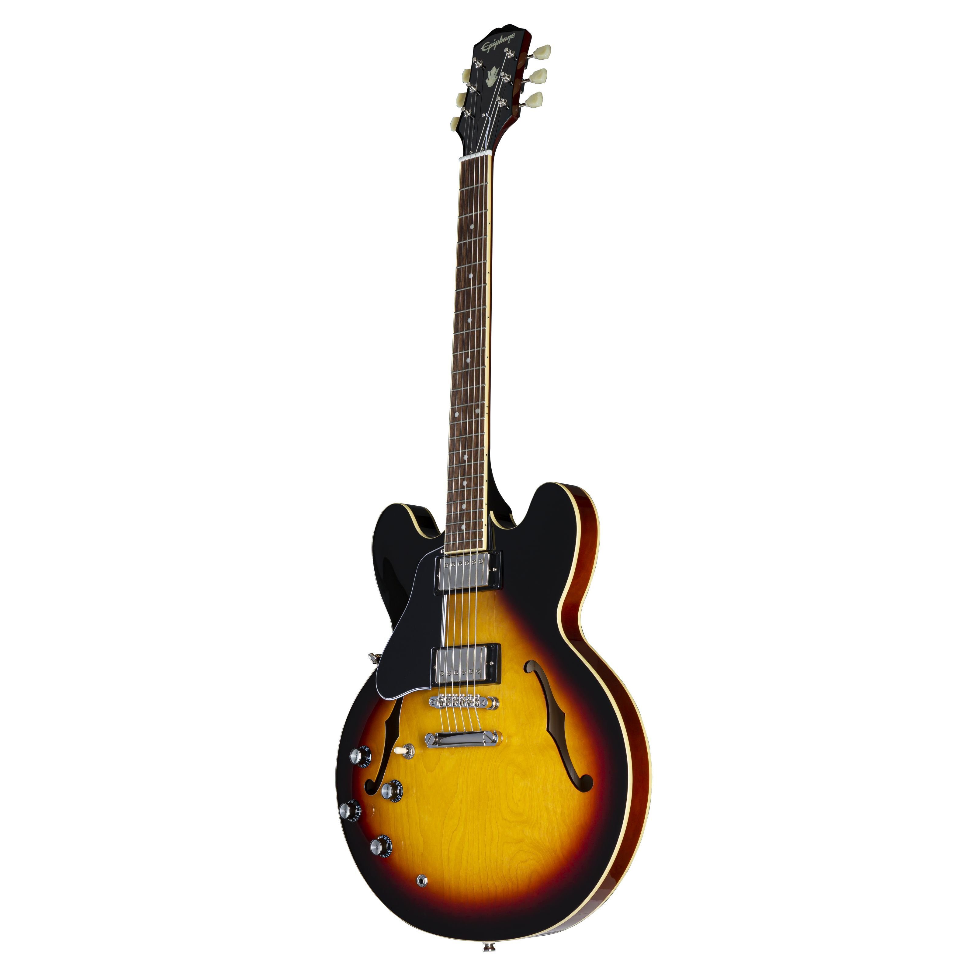 Epiphone Halbakustik-Gitarre, Halb-Akustik Gitarren, Lefthand, Inspired by Gibson ES-335 Lefthand Vintage Sunburst - Halbakustik