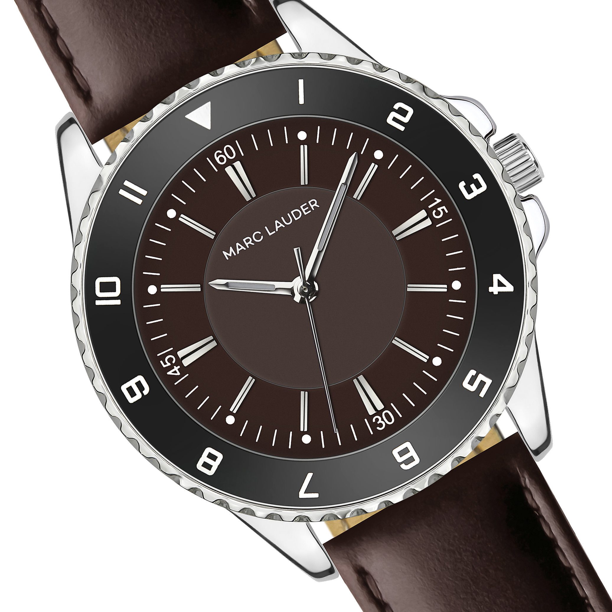MARC LAUDER Quarzuhr MF2-S030S Lumina Brown Padded and stitched smooth