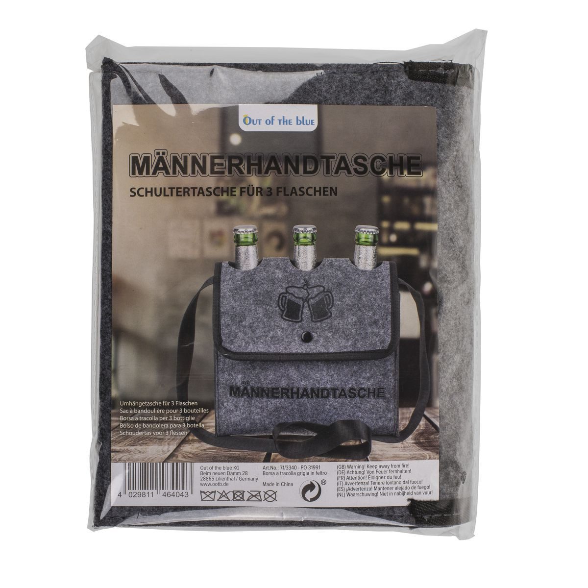 Out of the Blue Handtasche Männerhandtasche für 3 Flaschen grau günstig online kaufen