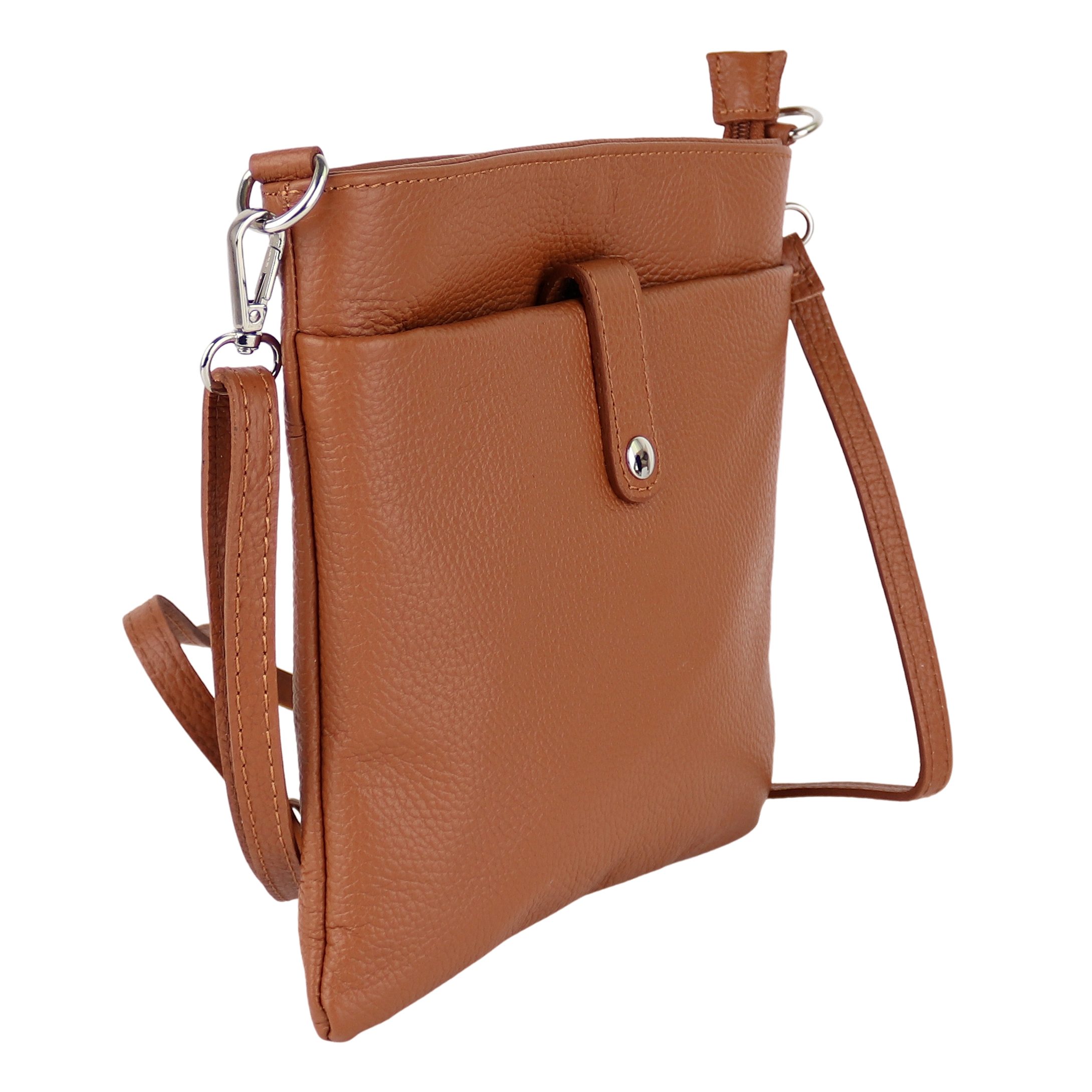 MIRROSI Umhängetasche Damen Crossbody Bag, Echtleder Made In Italy (Schultertasche für jeden Anlass (1 Tasche & 2 Gurte), BOHO Style), 23x24x2cm, gemusterten& verstellbaren Schulterriemen