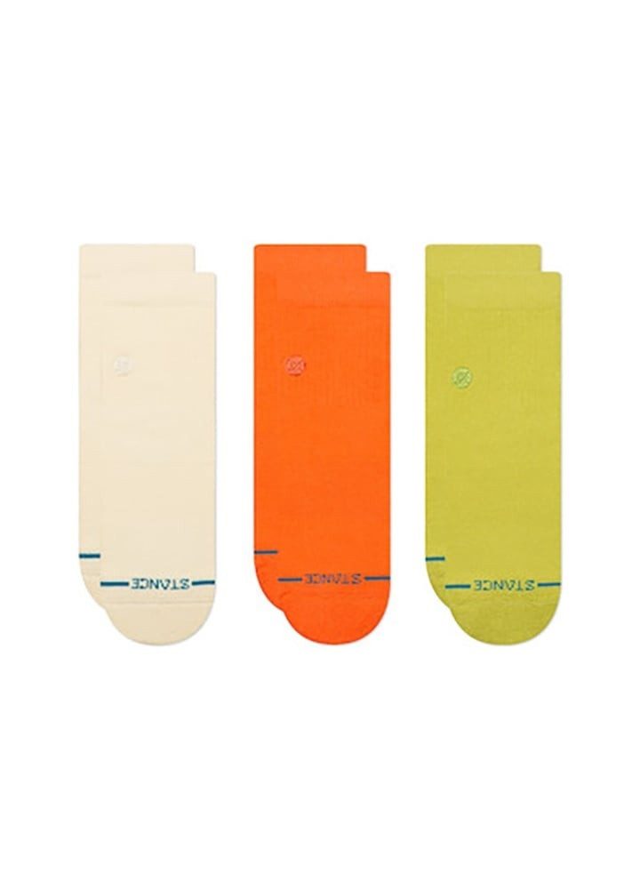Stance Socken Tagessocke Quarter Icon sortiert weiss/orange/lime - 3 Paar