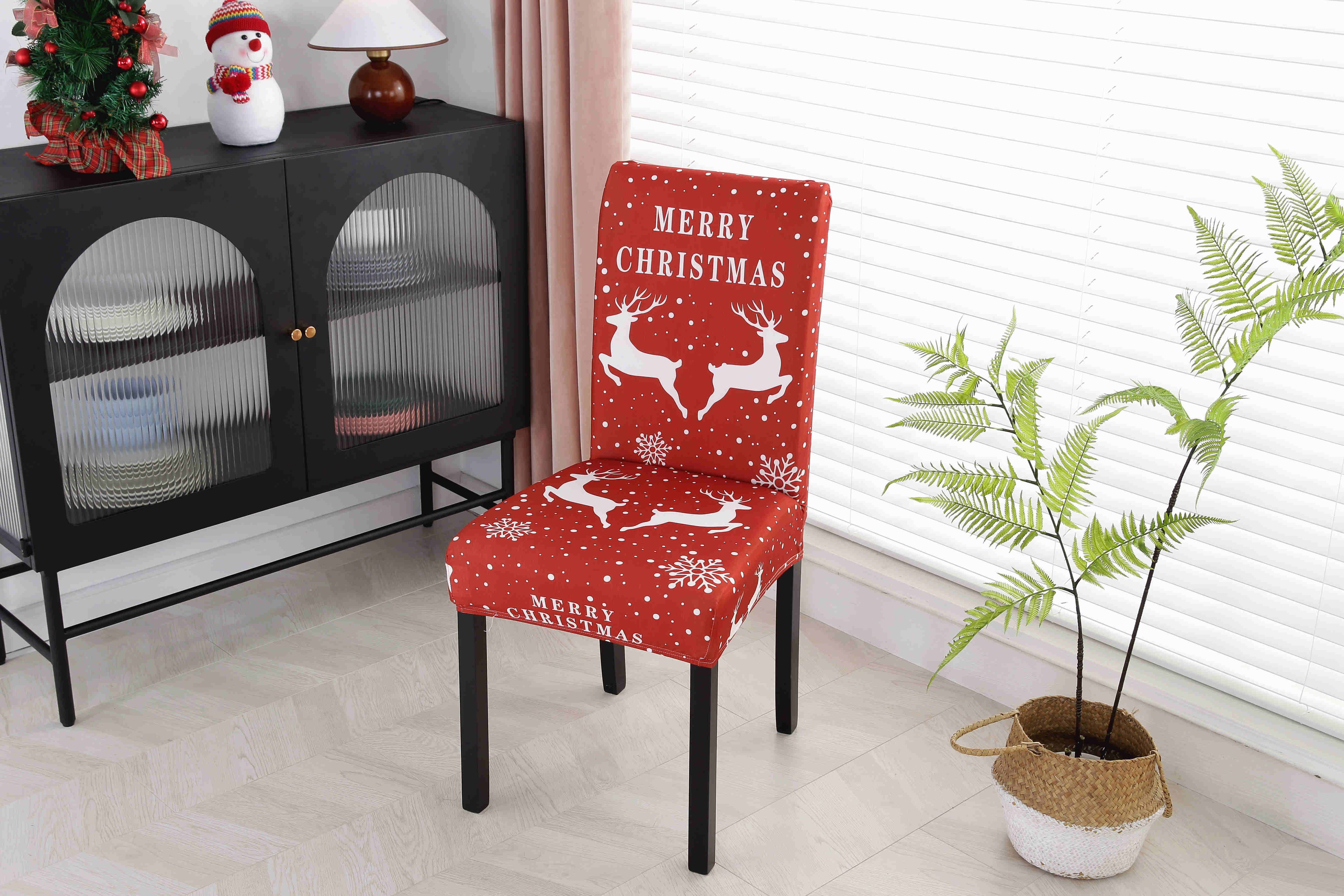 TexDeko Stuhlhusse Stuhlbezug Weihnachten Stuhlüberwurf Christmas Edtion Stretch