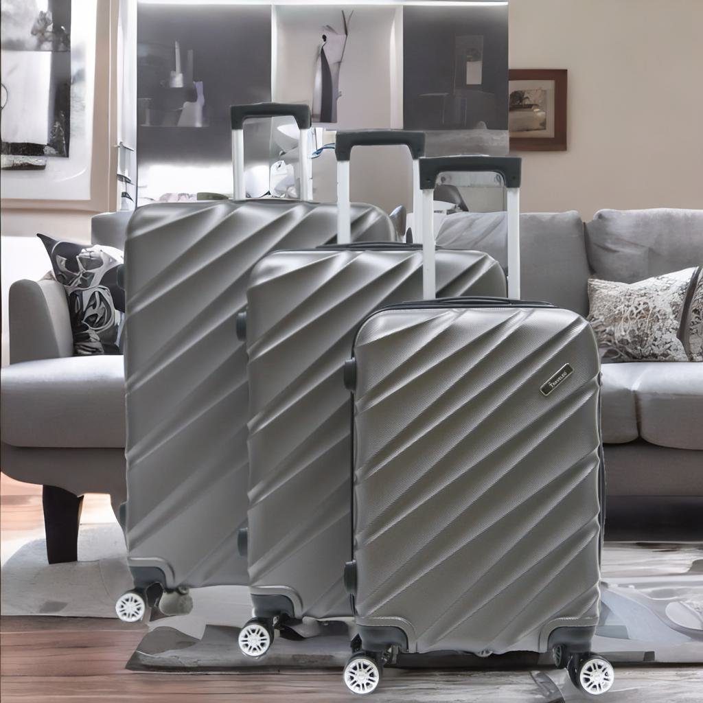 Cheffinger Kofferset Reisekoffer Koffer 3 tlg Hartschale Trolley Handgepäck Reisetasche, (3 tlg)