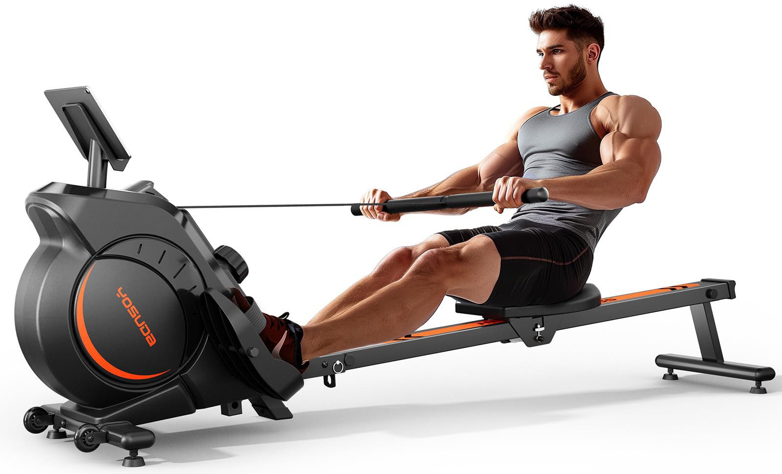 YOSUDA Rudergerät Rudergerät Zuhause, 16 Dynam. Widerstand, 90% Vormontiert (1-tlg., Ultra-Leise Magnetisch, Komfort-Sitz), Bluetooth/App, Alu-Schiene, Flaschenhalter, bis 160kg Belastbar