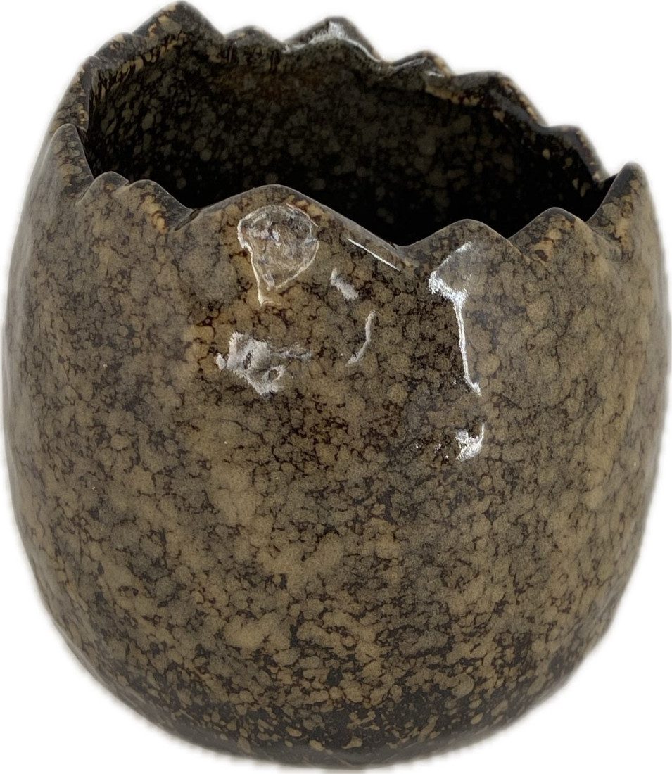 finehomegarden Blumentopf Pflanzei Eierschalen-Pflanzgefäß Keramik Eierschalen-Topf H9,5cm+12cm, gelb-natur Ostern Blumentopf H9,5cm+12cm 2Größen wählbar / Paket
