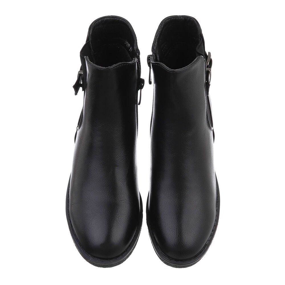 Ital-Design Damen Freizeit Keilstiefelette Keilabsatz/Wedge Keilstiefeletten in Schwarz