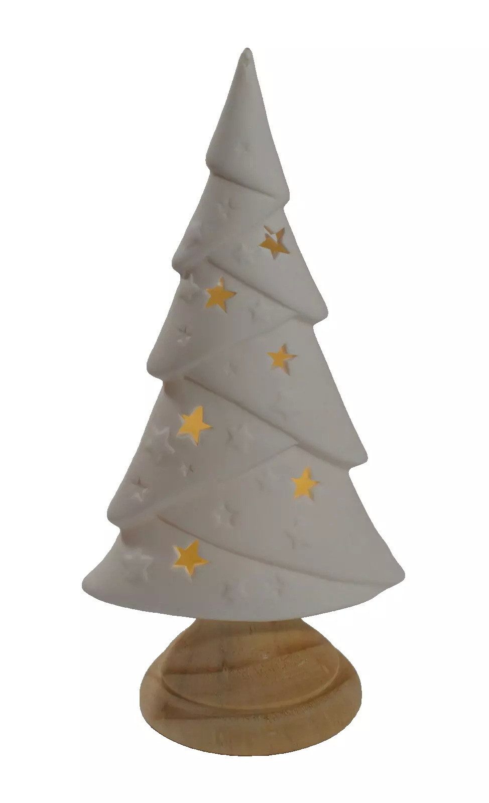 Kaufhaus le petit Weihnachtsfigur Deko Tannenbaum LED + Timer Baum Figur Skulptur Keramik Weihnachtsbaum, Dekofigur, Dekoobjekt, Dekoskulptur, Weihnachtsfigur aus Keramik