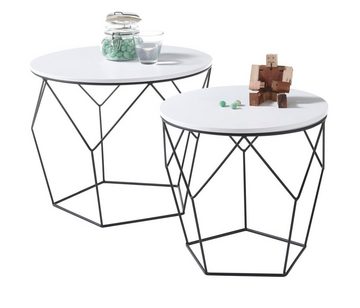 MCA furniture Couchtisch Haiti (Beistelltisch 2er-Set in weiß und schwarz, 50 und 40 cm), Tischplatte lackiert