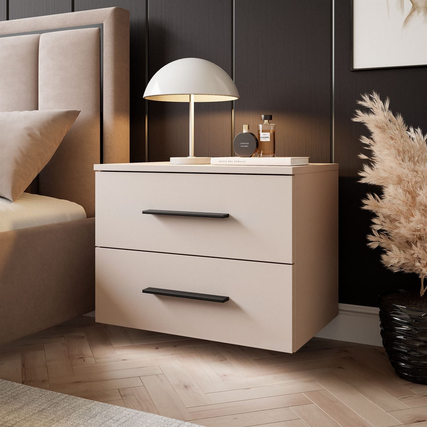 Lookway Nachttisch LINA 2S Kaschmir Hängender Nachttisch mit LED-Beleuchtun günstig online kaufen