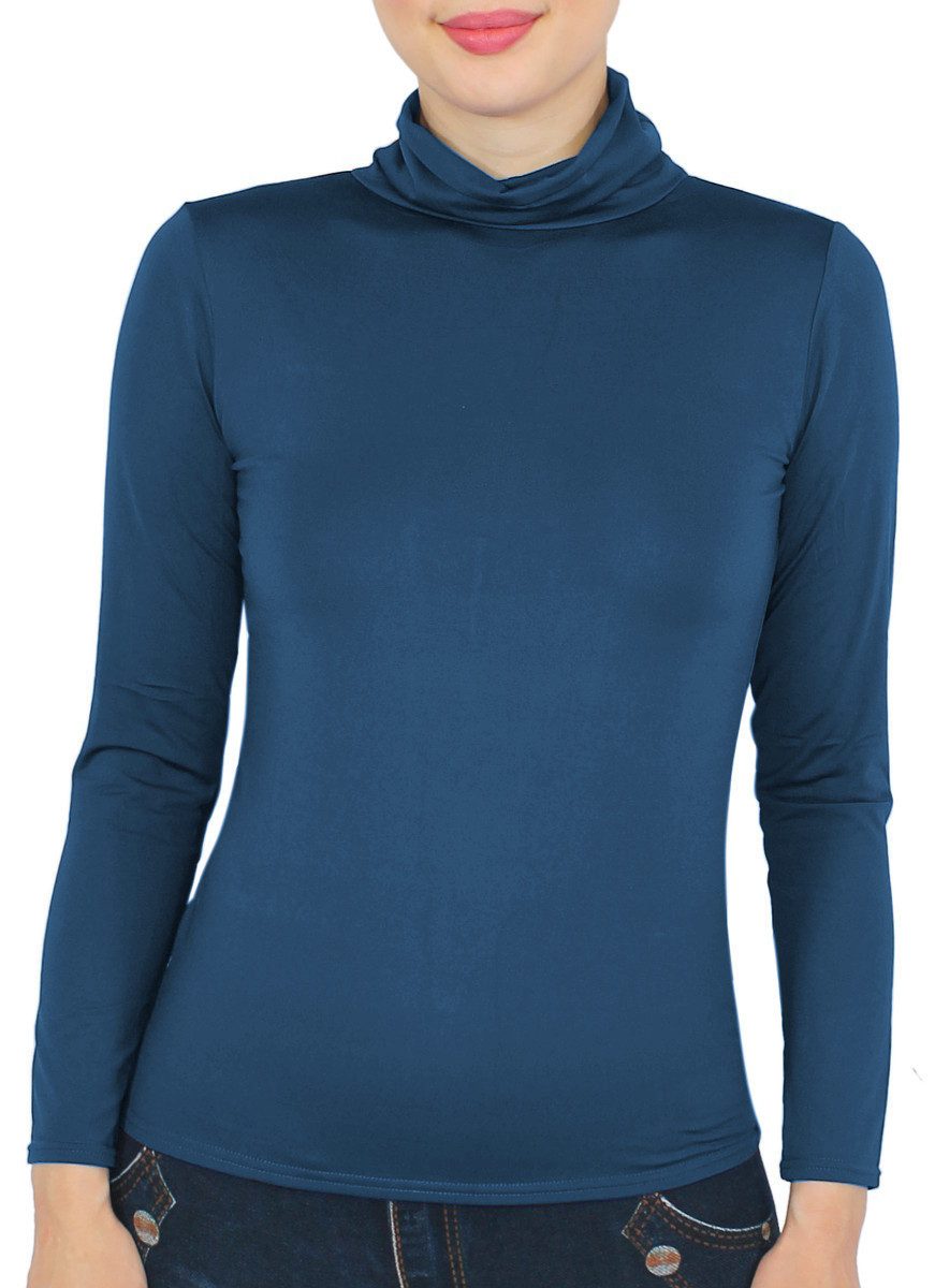 Rollkragenshirt Damen Rollkragen Thermo Shirt Rolli Langarmshirt mit Innenfutter