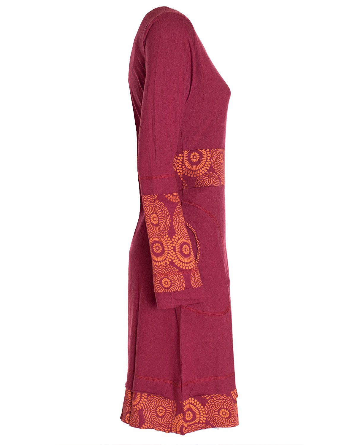 Vishes Tunikakleid Damen Langarm Longshirt-Kleid Sweatkleid Shirt-Kleid Tunika-Kleid Hippie, Guru, Retro Style