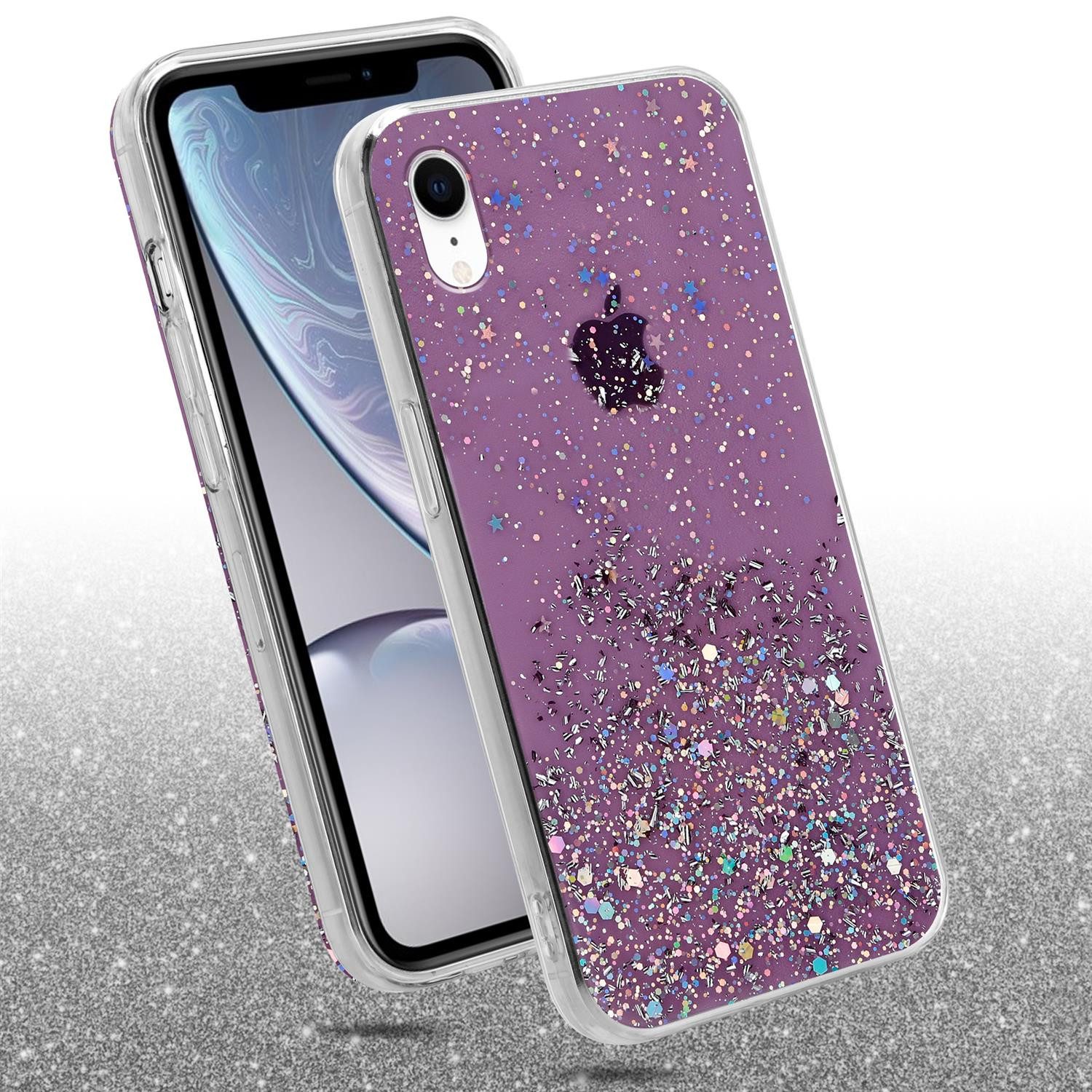 Cadorabo Handyhülle für iPhone XR Hülle Apple iPhone XR, Flexible TPU Silikon Handy Schutzhülle - Hülle - mit Glitzer