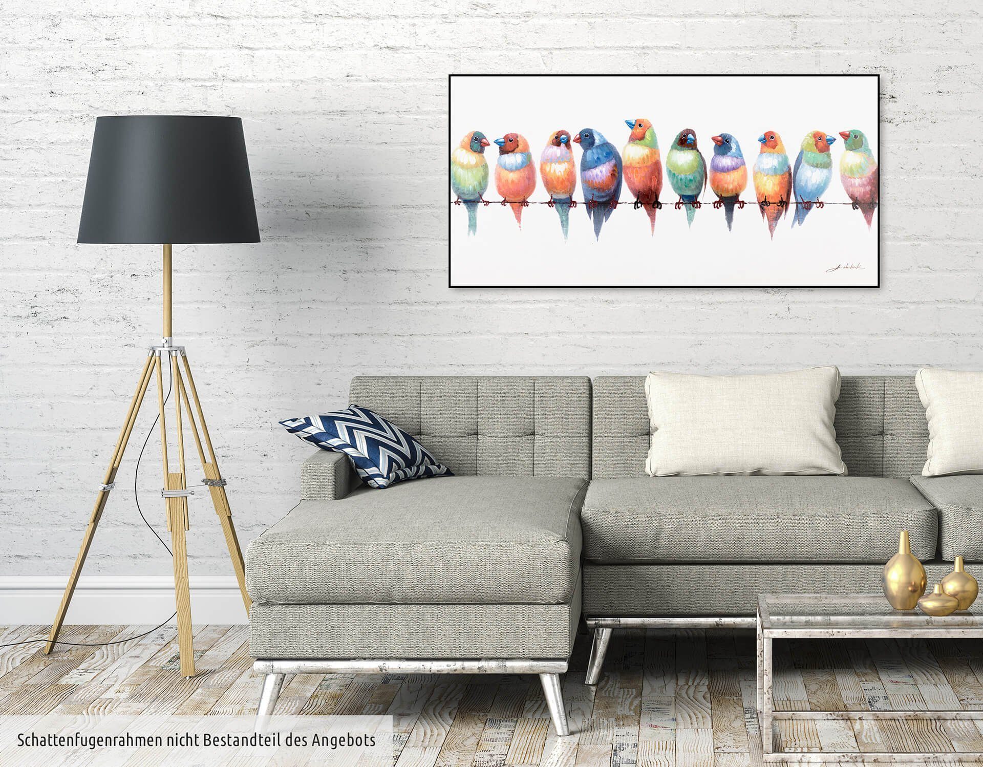 KUNSTLOFT Gemälde Noisy Twitter 120x60 Wandbild HANDGEMALT Wohnzimmer Leinwandbild cm, 100