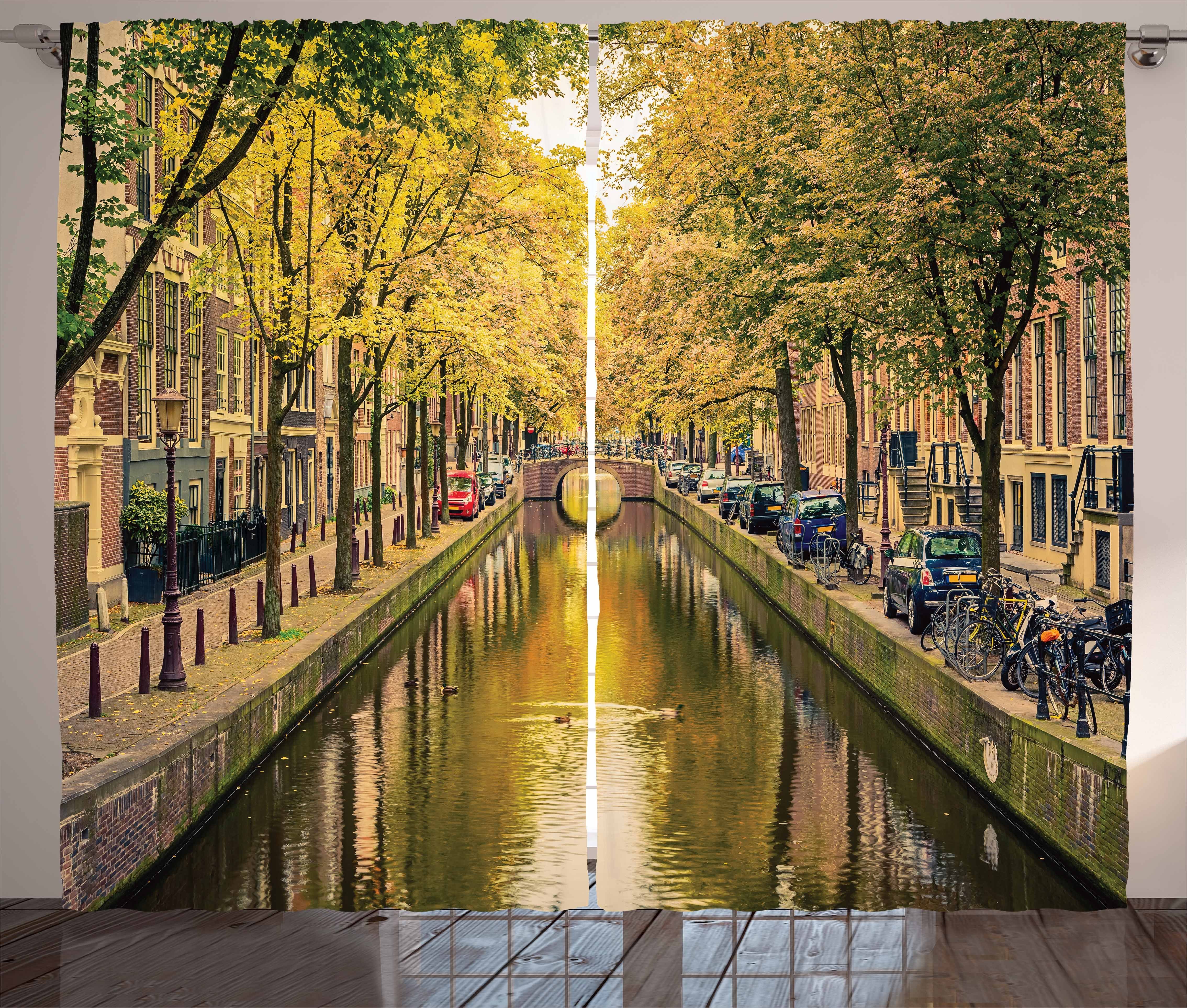 Vergünstigung Gardine Schlafzimmer Haken, Schlaufen Holland Amsterdam Vorhang Kanal und über Brücke mit Kräuselband den Abakuhaus