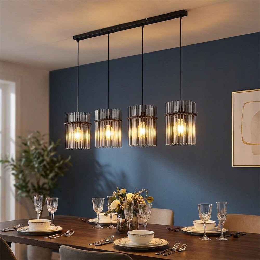 GLOBO LIGHTING LED Pendelleuchte, Leuchtmittel inklusive, LED Pendelleuchte Hängeleuchte Deckenlampe Esszimmerlampe Glasstäbe