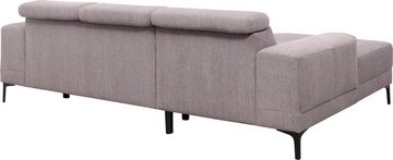 exxpo - sofa fashion Ecksofa Ophelia, L-Form, mit 3 Kopfstützen, wahlweise Sitztiefenverstellung