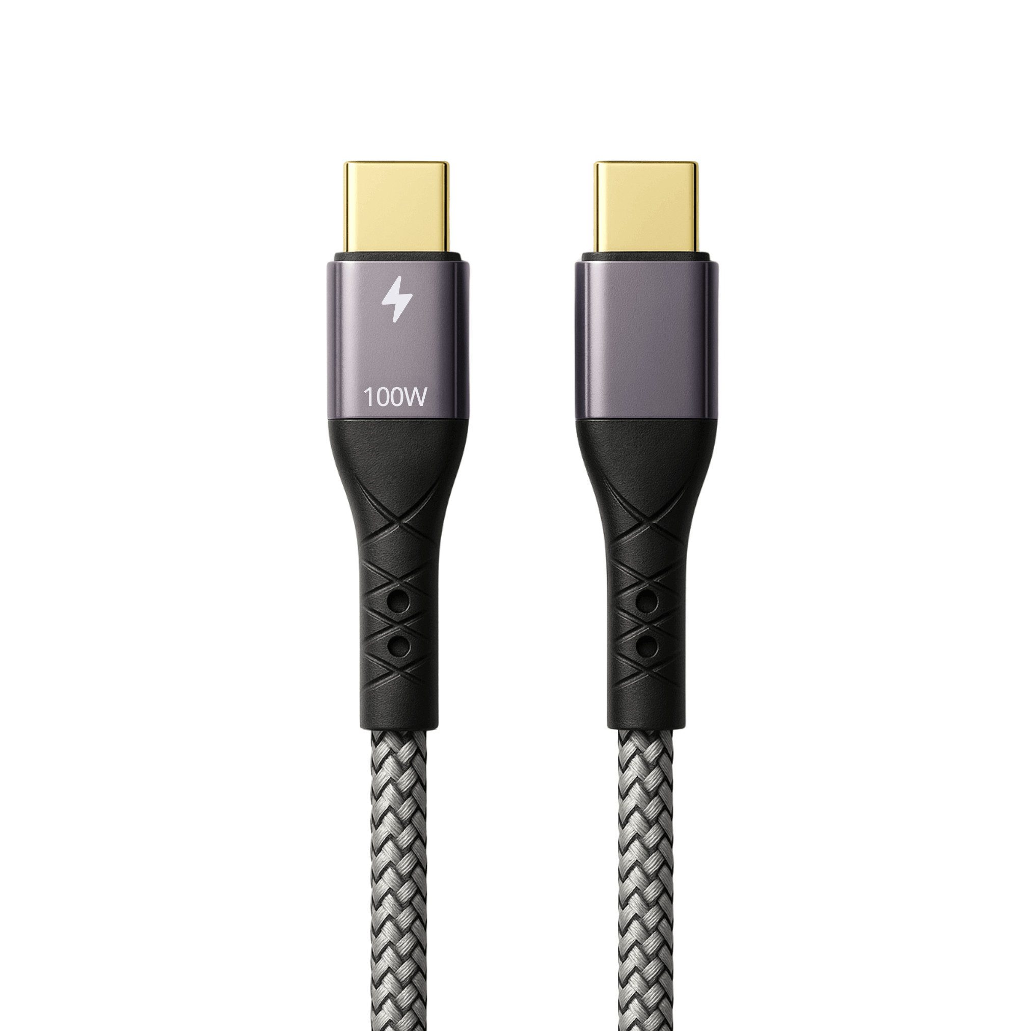 ProfiPatch ProfiPatch USB C Kabel 100W PD 3.0 5A E-Mark Chip 1m grau Goldkontakt USB-Kabel