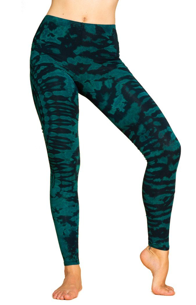 PANASIAM Leggings Unikat Batik Leggings 'Dschungel' aus natürlicher Viskose Tiedye Batik alternative lange Hippie Leggings Yogaleggings Sportleggings