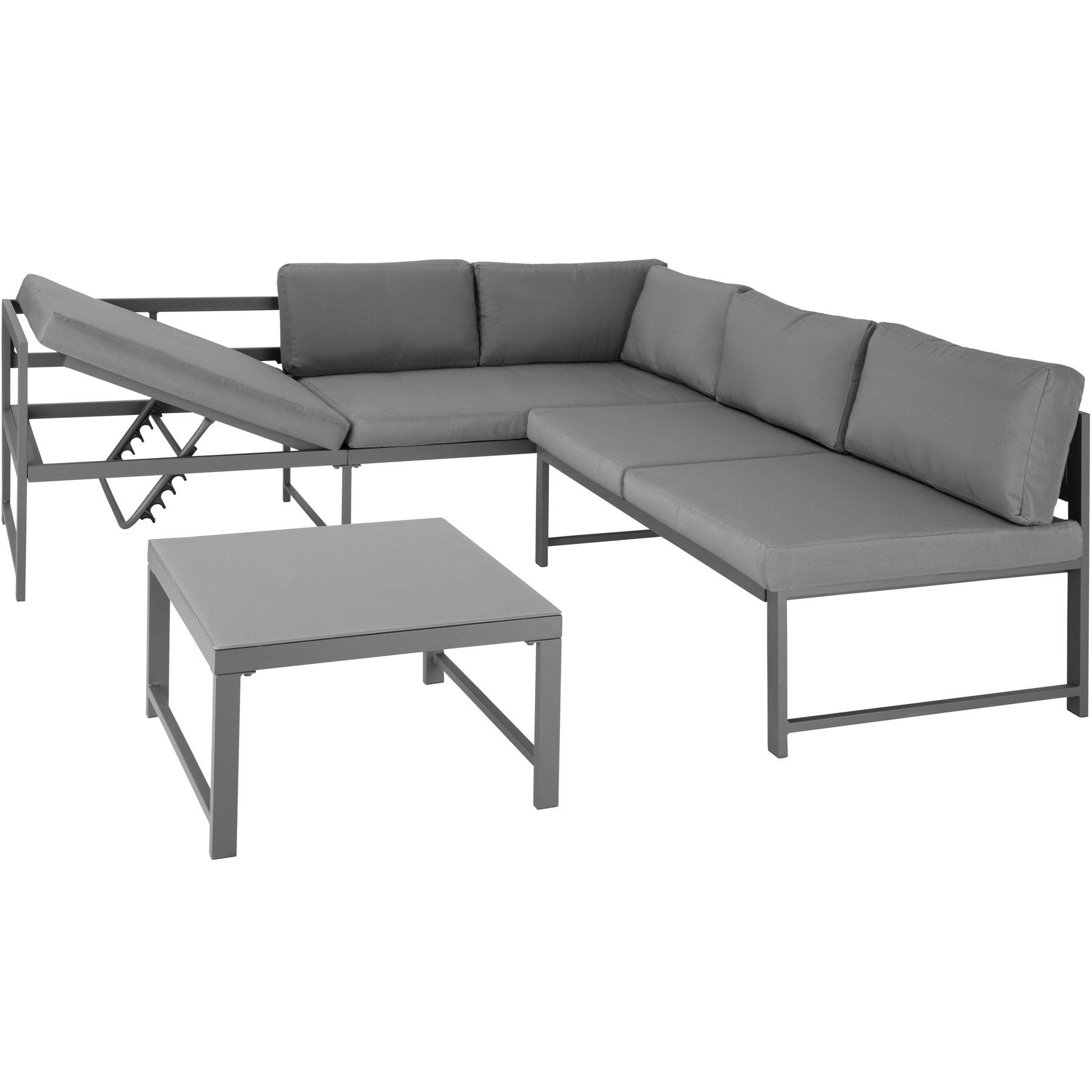 tectake GartenloungeSet Sitzgruppe Faro mit Tisch mit verstellbarer