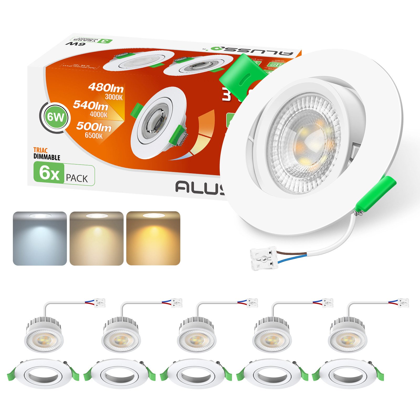 ALUSSO LED Einbauleuchte 6er-Set, ED-Einbau-Spot, 6W, günstig online kaufen