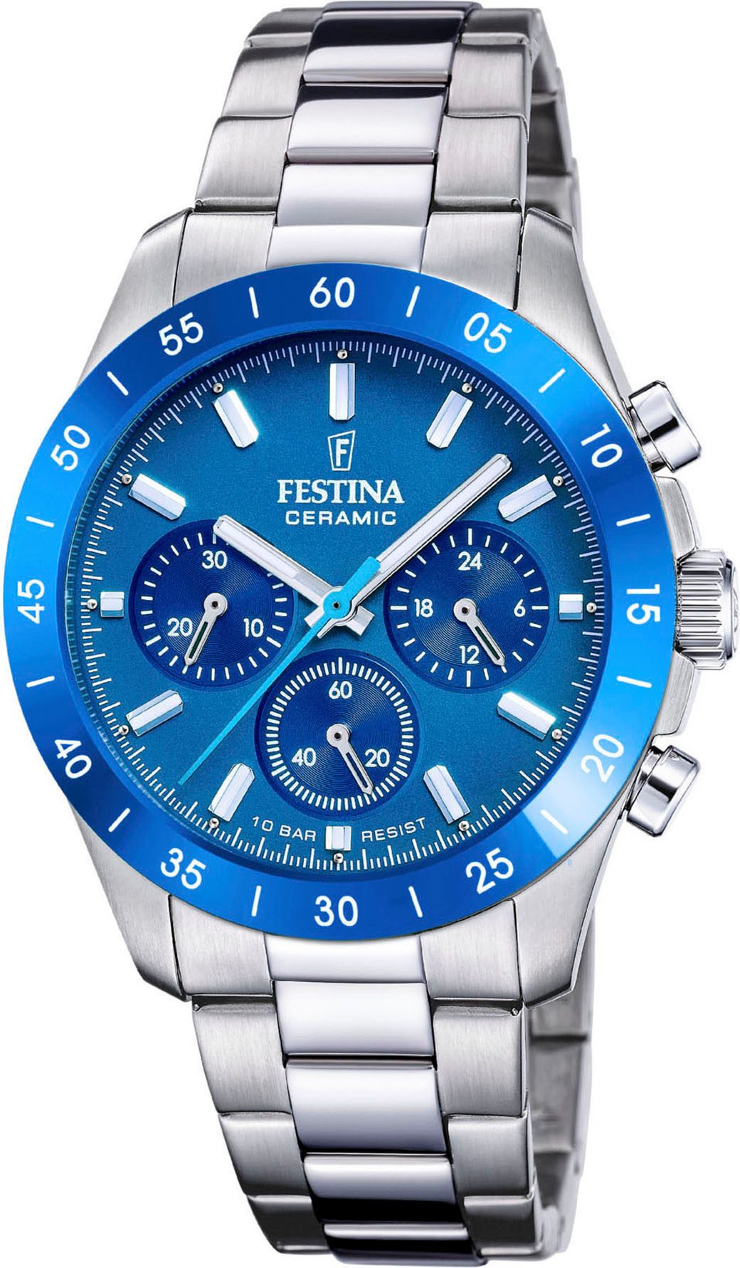 Festina Chronograph Ceramic F20693/4, Quarzuhr, Armbanduhr, Damen, Herren, Edelstahlarmband, Keramiklünette