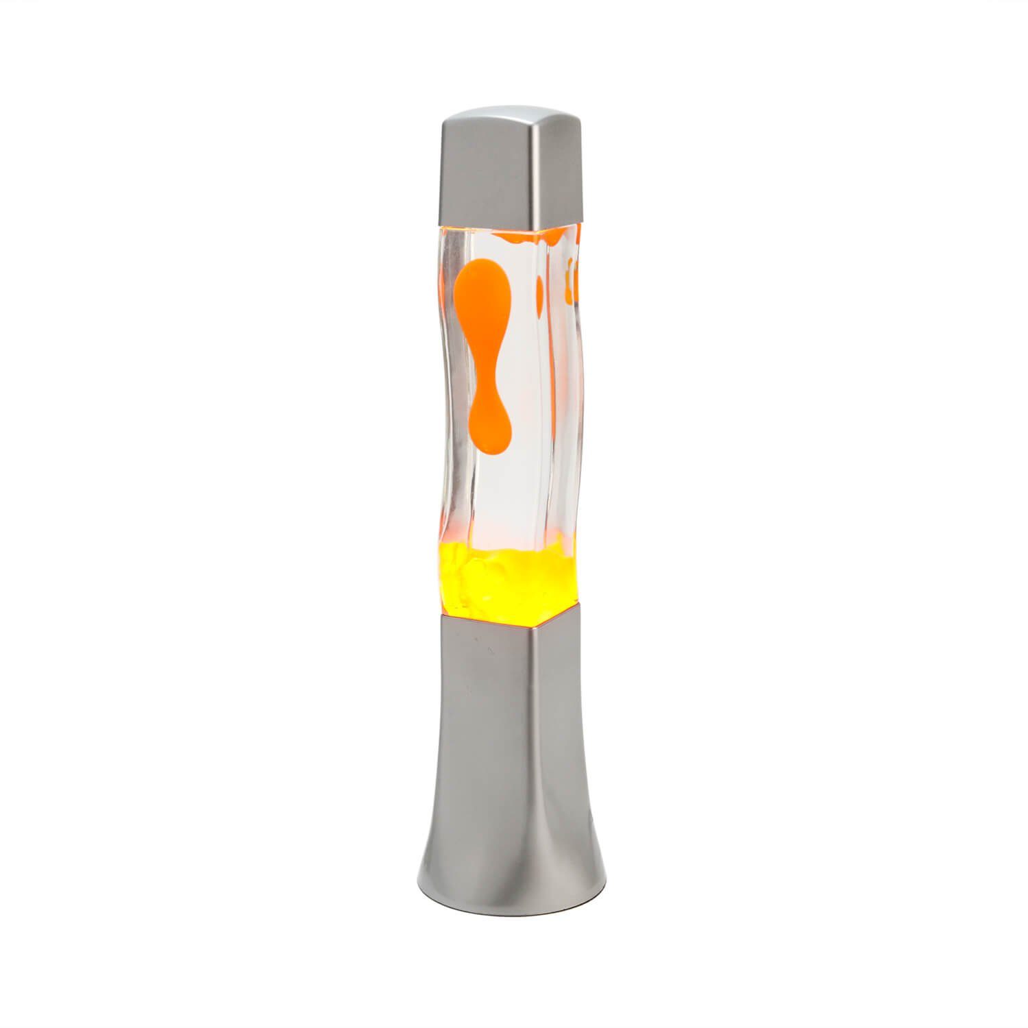 Licht-Erlebnisse Lavalampe BECKSTER, Retro Lampe Orange mit Kabelschalter 41 cm Tischleuchte
