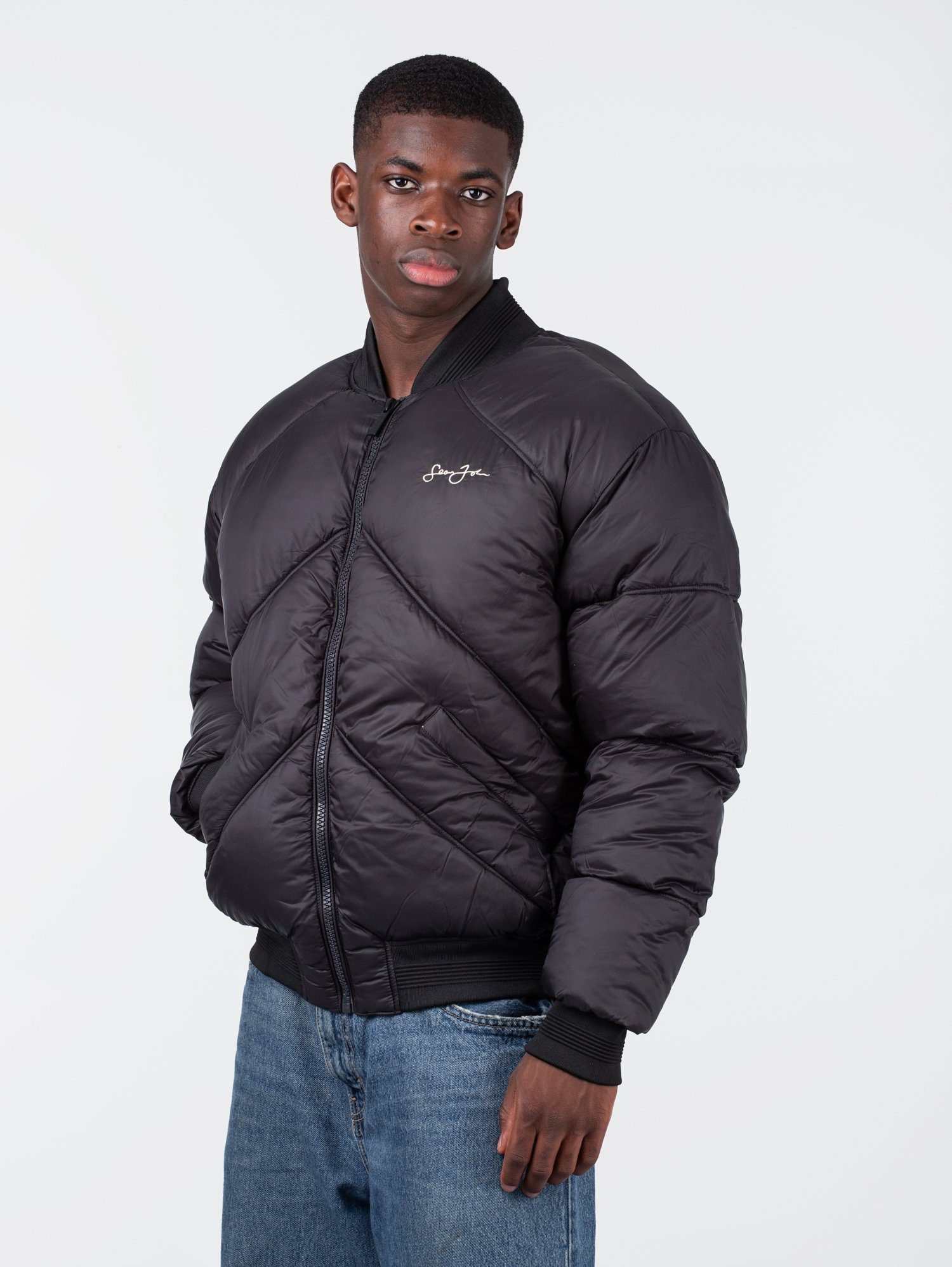 Sean John Bomberjacke Sean John Script Logo Bomber Puffer