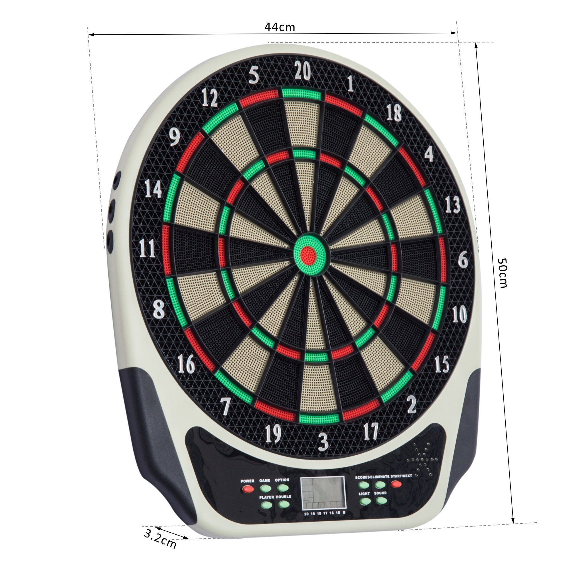 HOMCOM Dartscheibe Dart-set mit LCD-Display für 8 Spieler, (Dartspiel, 1-tlg., Dartboard), Schwarz+Weiß 44 x 50 x 3,2 cm