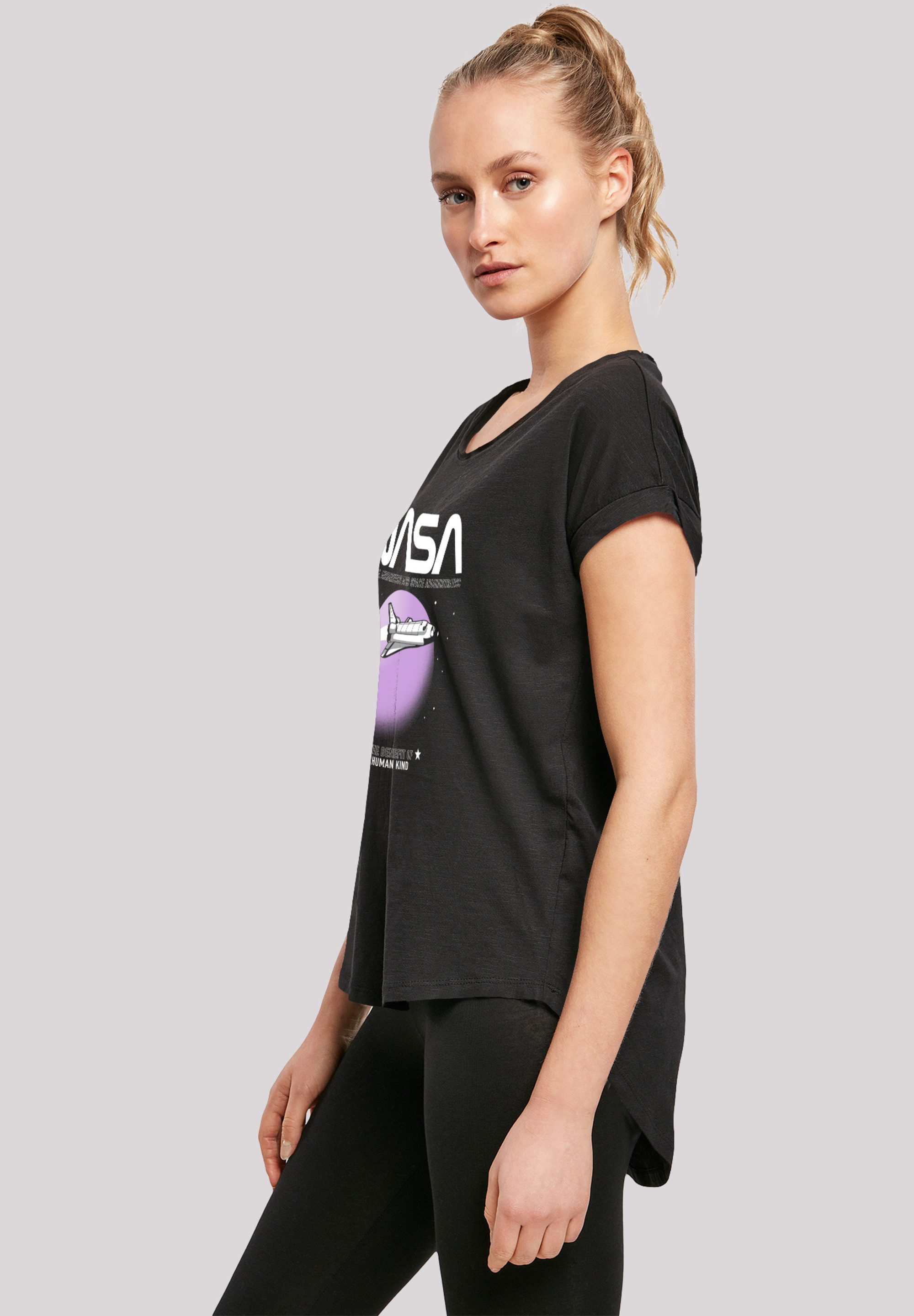 F4NT4STIC T-Shirt Long Cut T-Shirt 'NASA Shuttle Orbit' Damen,Premium Merch,Lang,Longshirt,Bedruckt