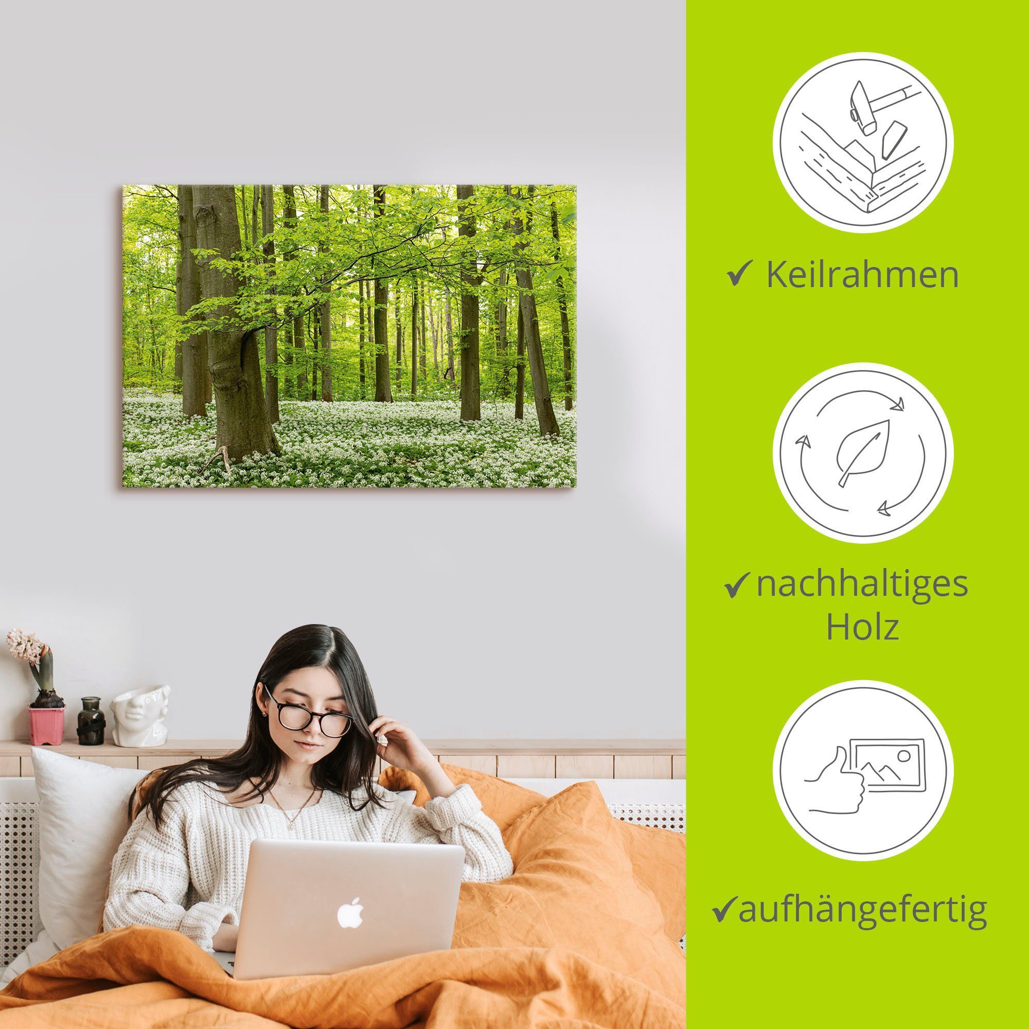 Größen Artland Wandaufkleber in Poster Waldbilder Wandbild St), Bärlauchwald, (1 als Alubild, versch. oder Leinwandbild,